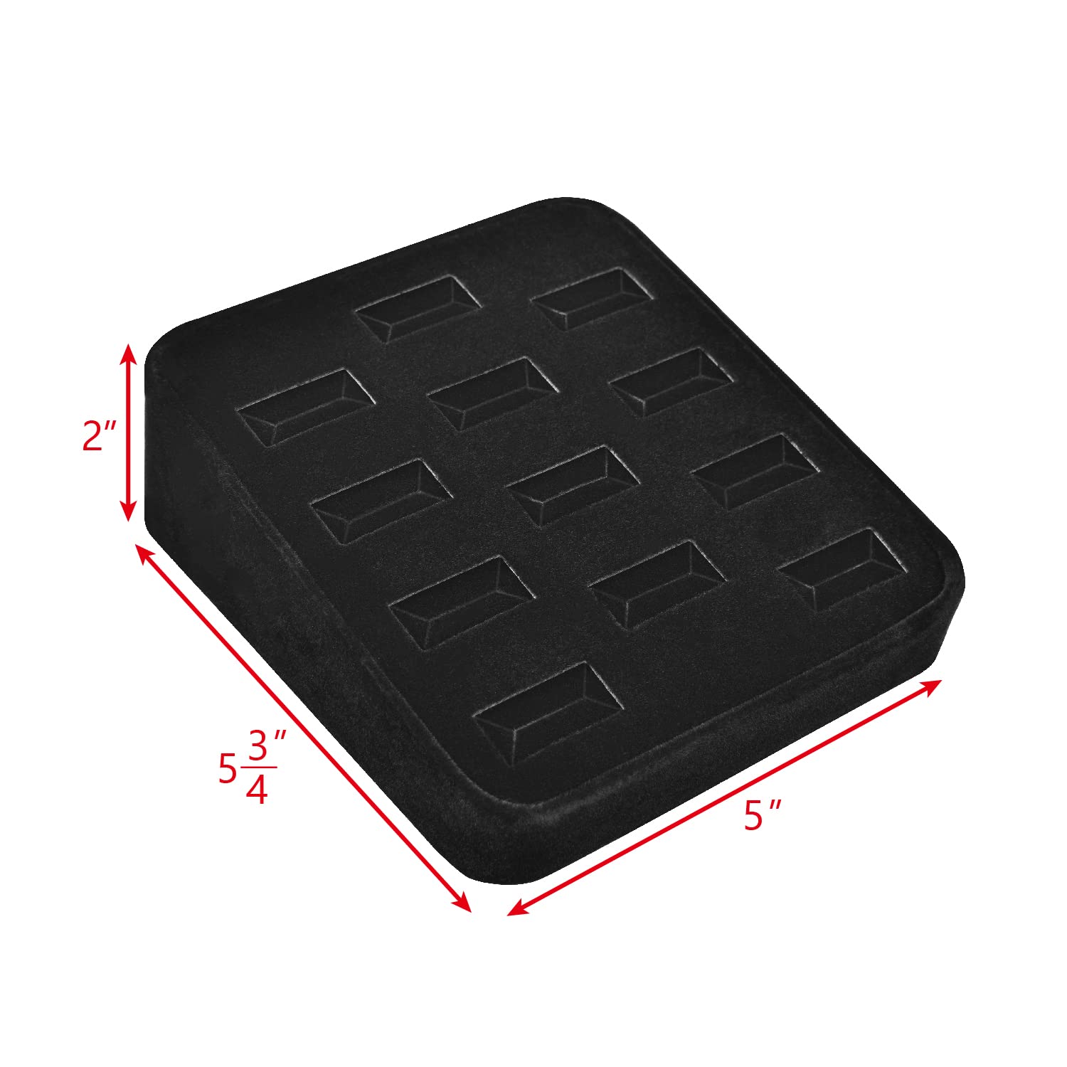 MOOCA 12 Slot Ring Display Tray - Velvet Jewelry Organizer Stand for Rings, Earrings & Bracelets - Perfect for Home, Trade Shows & Retail Store Showcases - Black Velvet Jewelry Display Case