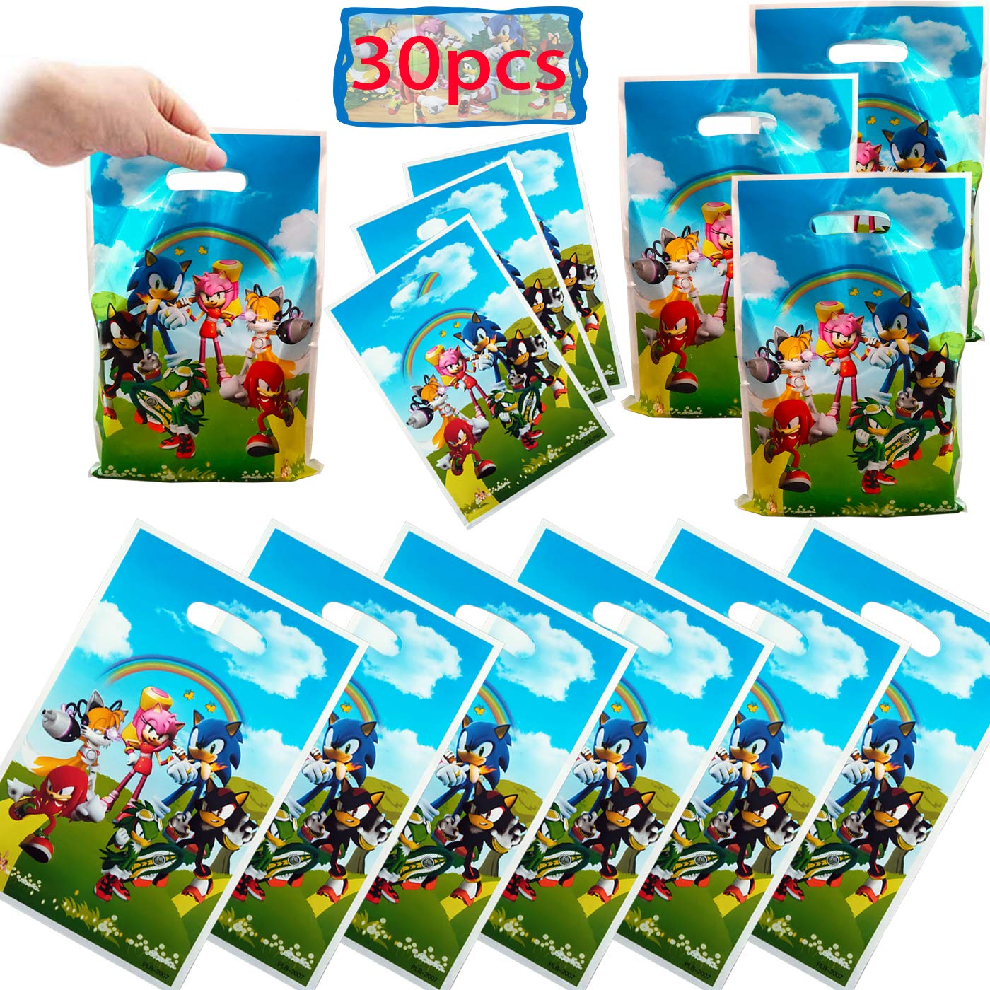 30 Pack Sonic Themed Party Gift Bags - Cute Birthday Party Supplies & Decorations for Kids, Baby Showers, Themed Events & Celebrations