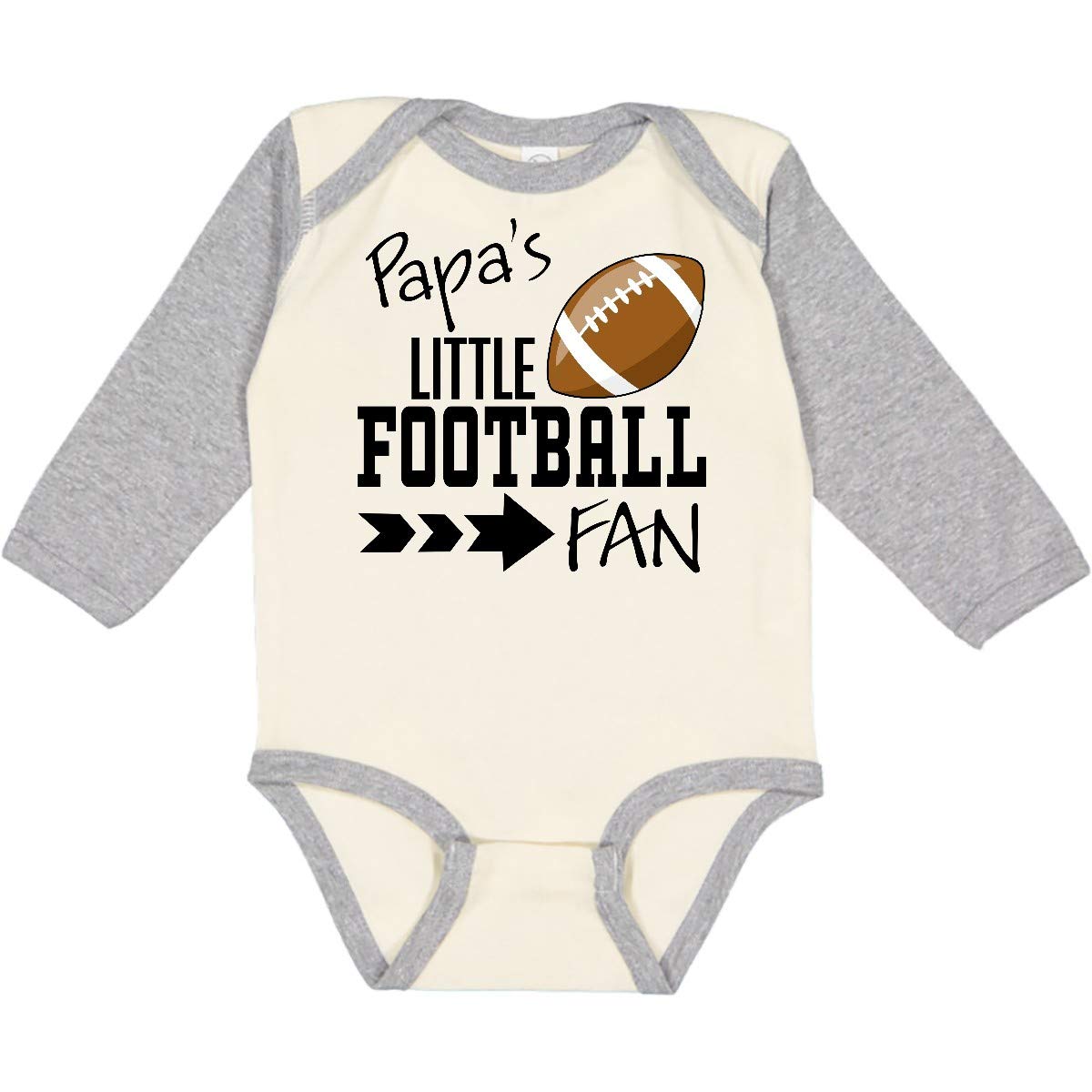 Inktastic Papa's Little Football Fan Baby Long Sleeve Bodysuit - Soft Cotton Infant Romper for Game Day & Family Photos