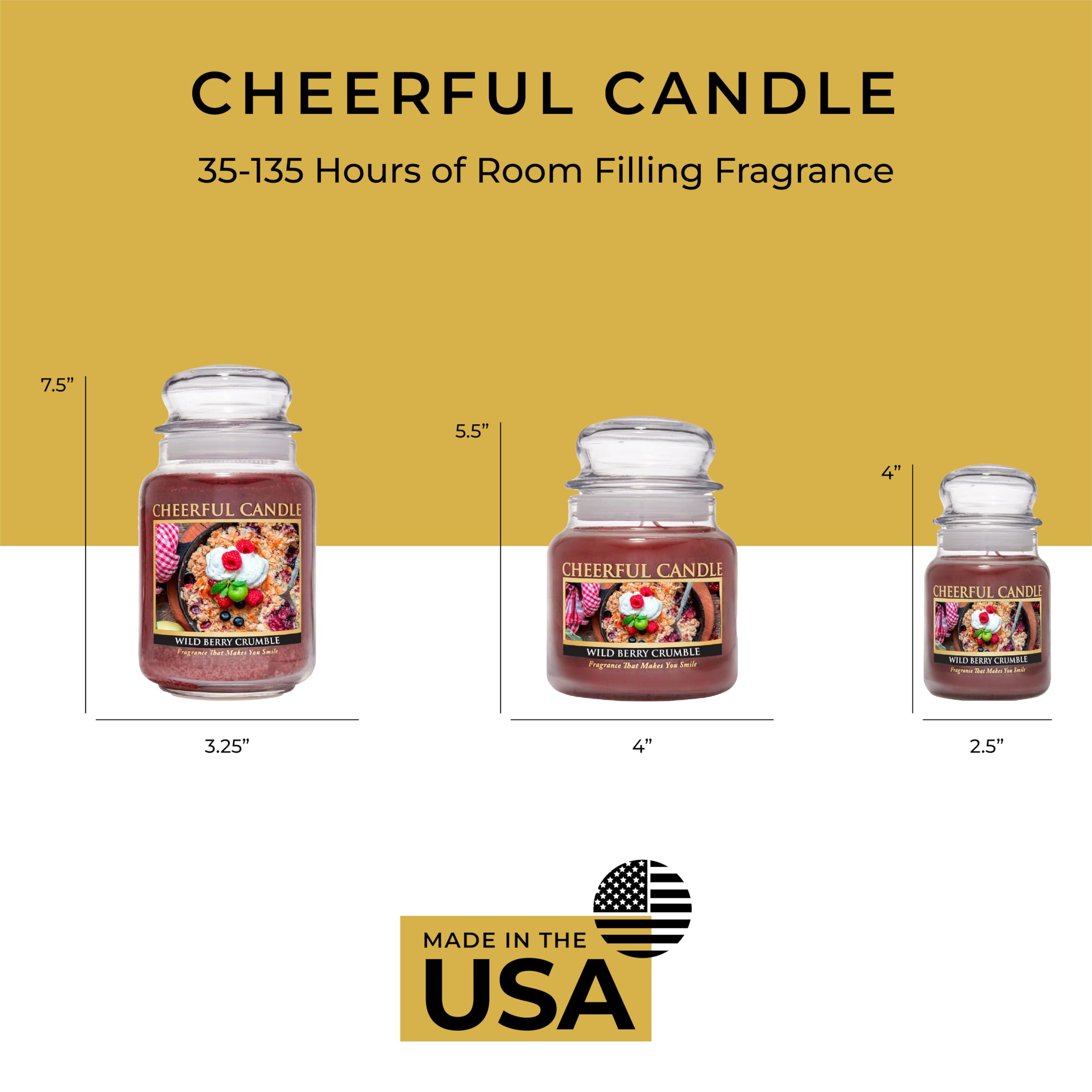 Wild Berry Crumble Scented Candle - 24oz Jar with 135 Hours Burn Time, Aromatic Soy Wax Candle for Home, Gifts for Women - Perfect for Relaxation, Romantic Dinners & Spa Nights