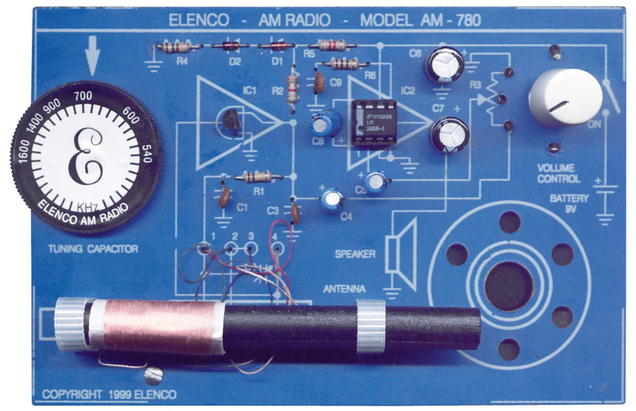 Elenco Two IC AM Radio Kit - DIY Soldering Project for Beginners, AM 780K Frequency | STEM Learning, Electronics Hobby, Educational Gift for Teens & Adults