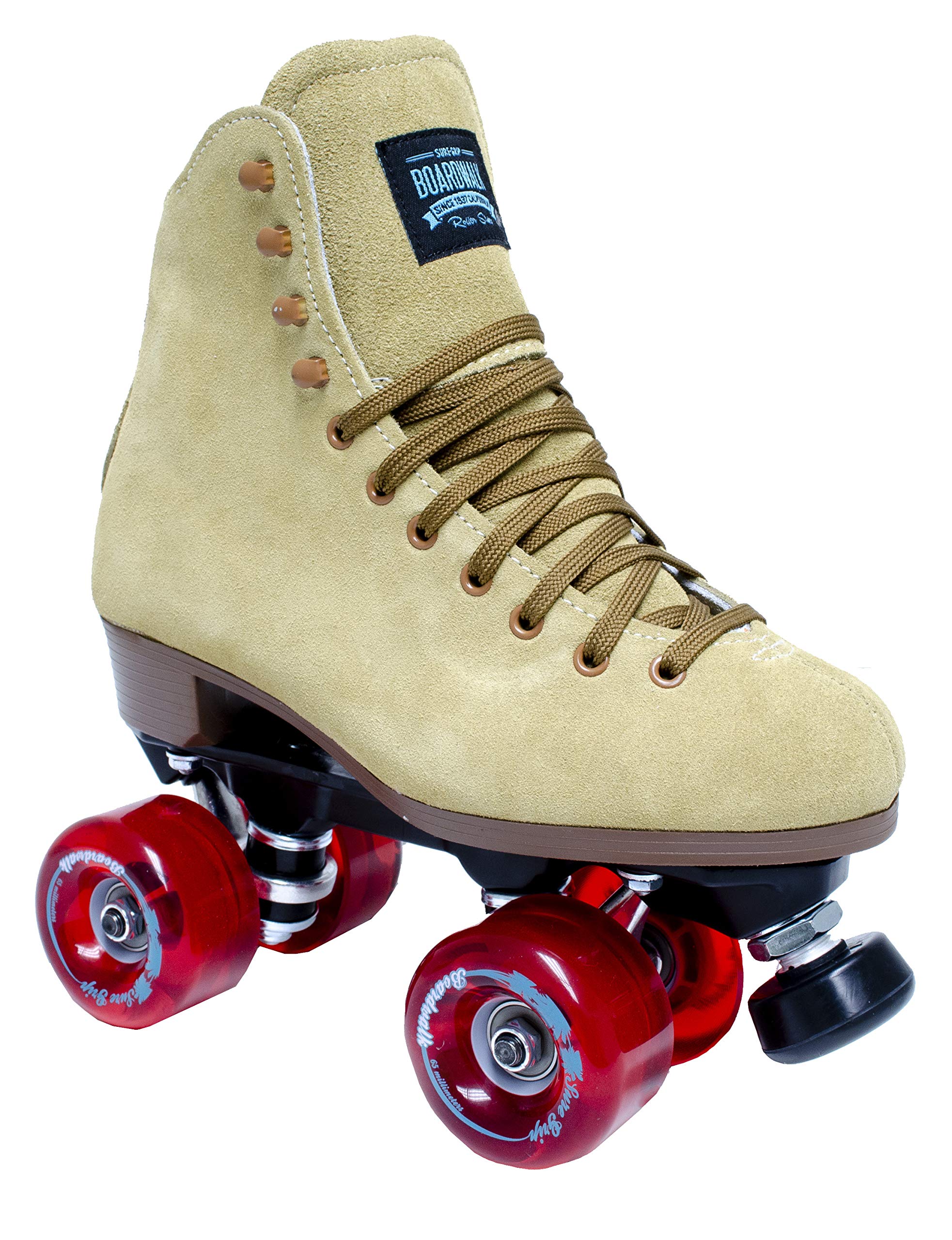 Sure Grip Tan Boardwalk Outdoor Roller Skates for Men & Women | USA Made | 65mm Wheels, Nylon Sole, ABEC 3 Bearings | Adjustable Rubber Stoppers | Perfect for Park Trails & Outdoor Adventures