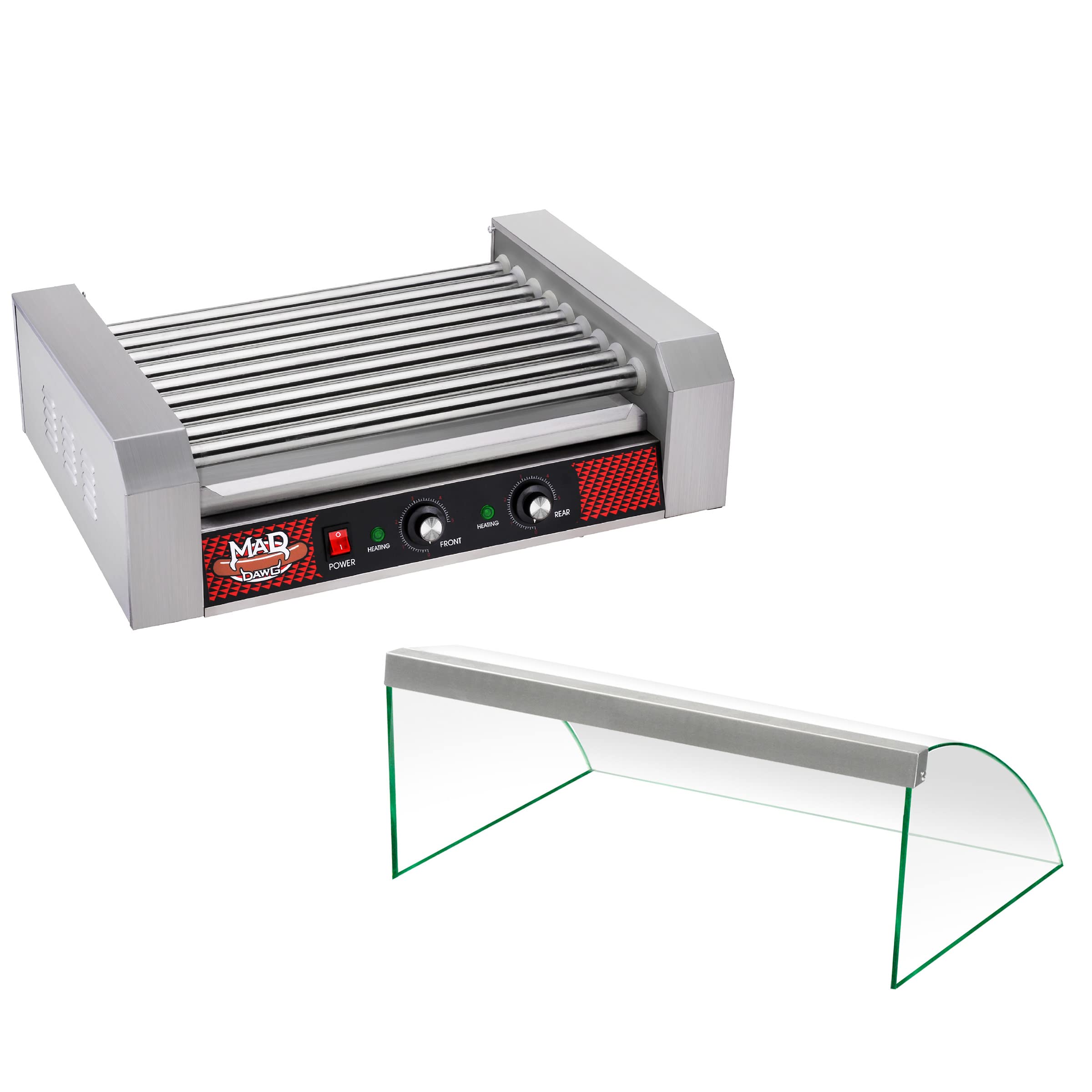 9 Roller Commercial Hot Dog Machine with Tempered Glass Cover - Countertop Hot Dog Roller Cooker for 24 Hotdogs, Brats & Sausages - Perfect for Restaurants, Food Trucks & Concession Stands