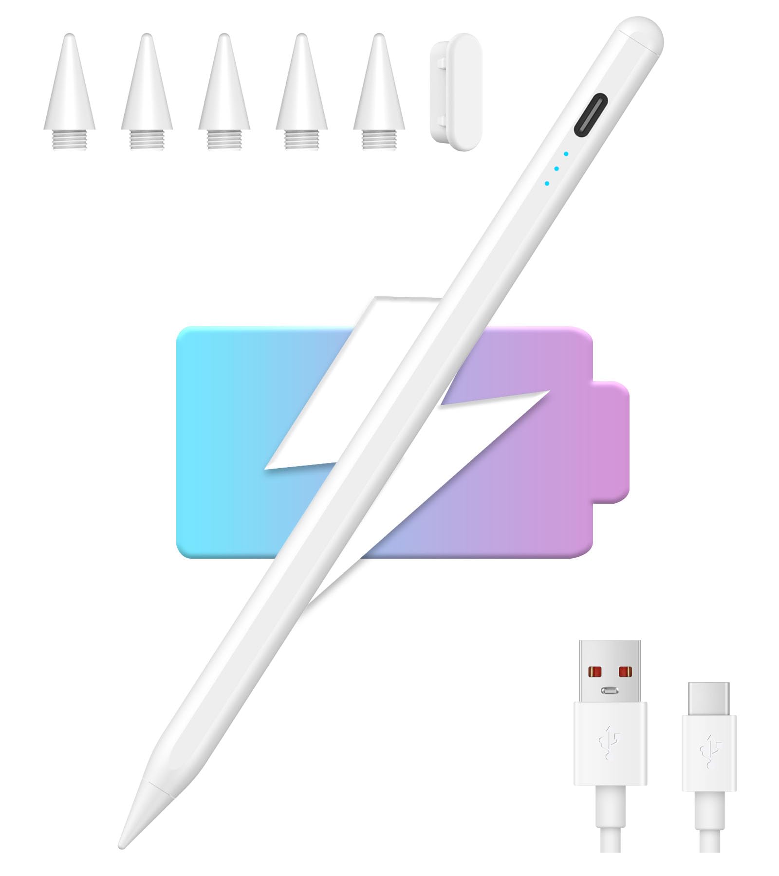 MMK Stylus Pen for iPad (2018-2024) - Pixel Perfect Precision with Tilt & Palm Rejection - Compatible with iPad 10/9/8/7/6, iPad Pro 11