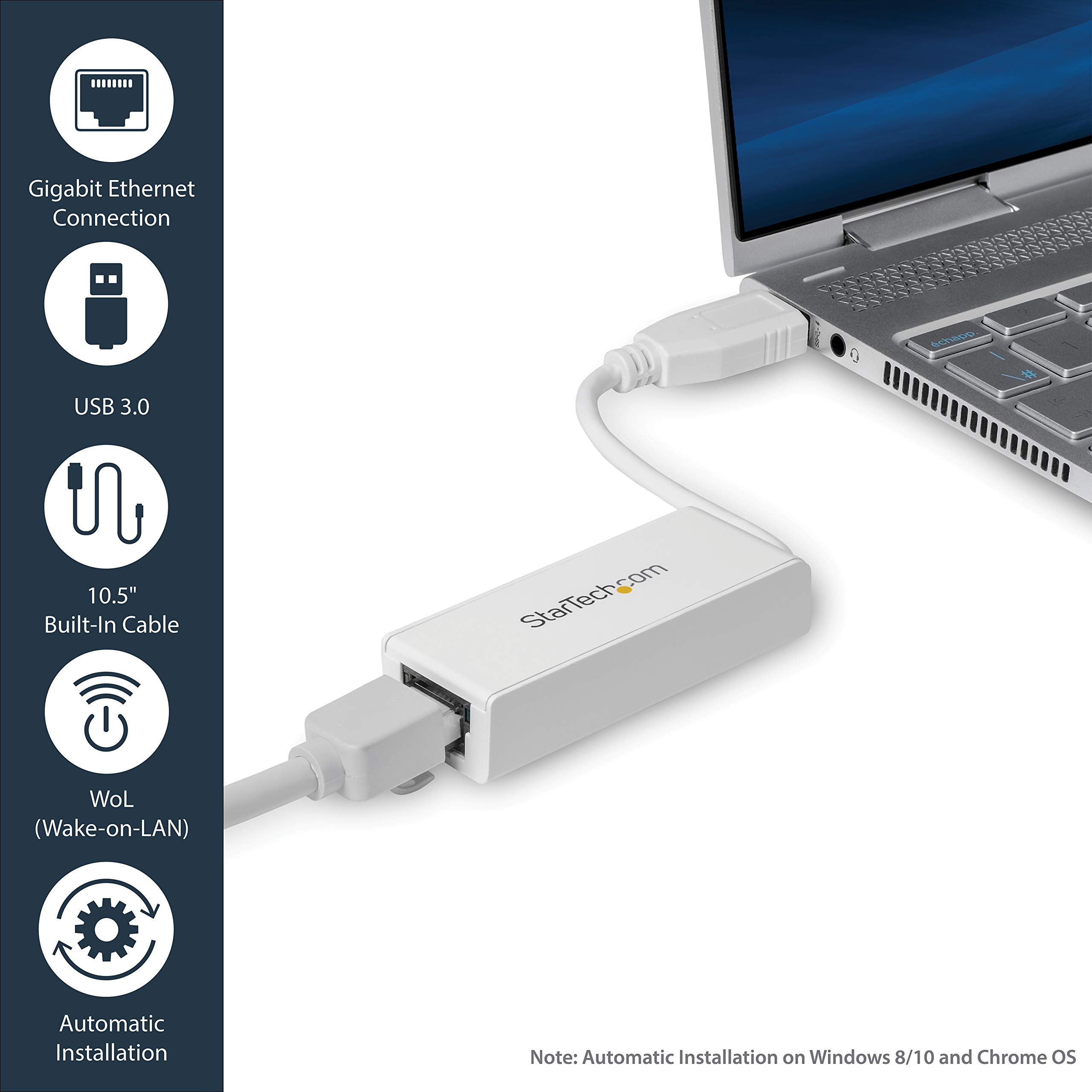 StarTech USB 3.0 to Gigabit Ethernet Adapter - Fast LAN Connection for Laptops & PCs