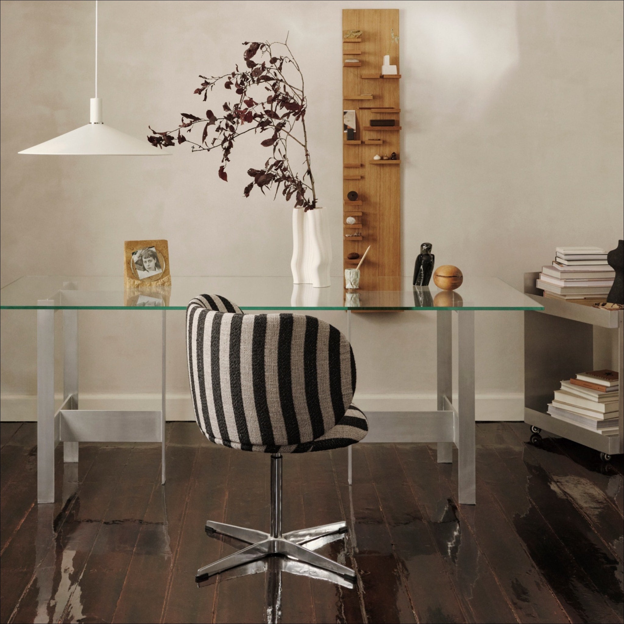 FERM LIVING Lager Dining Table - 90x200cm Modern Glass & Aluminum Dining Table for Kitchen, Dining Room | Perfect for Small Spaces & Contemporary Home Decor