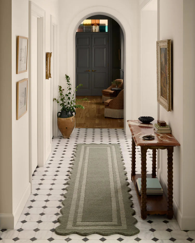 Scottie Olive Pebble Rug - Non-Slip Boho Chic Area Rug for Living Room, Bedroom, Nursery - Soft & Durable Home Decor Carpet for Indoor Use