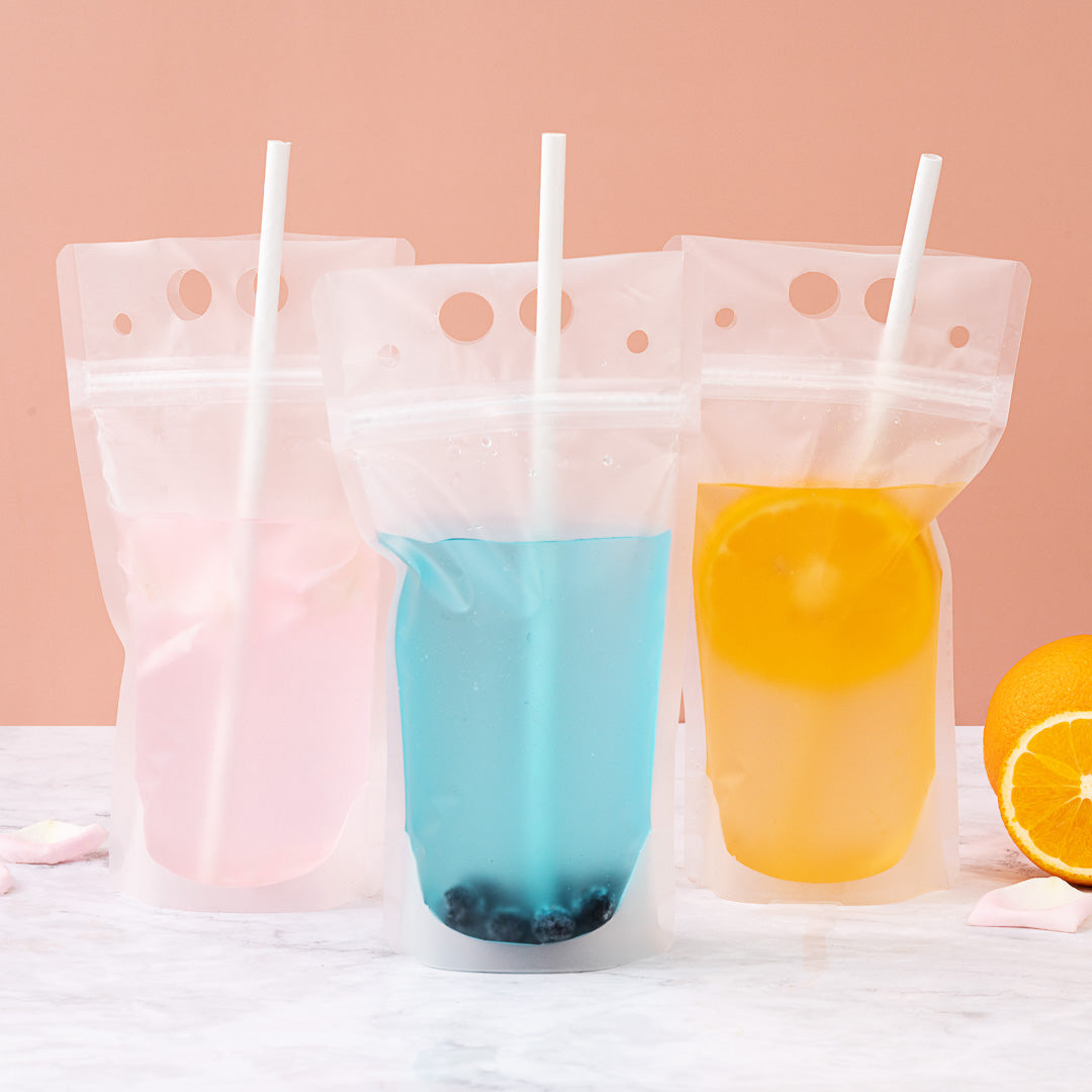 **Bag Tek 17 oz Clear Plastic Drink Pouch with Double Zipper – 5 x 9 Inches – 100 Count Box – Ideal for Sports, Parties, and On-the-Go Hydration**