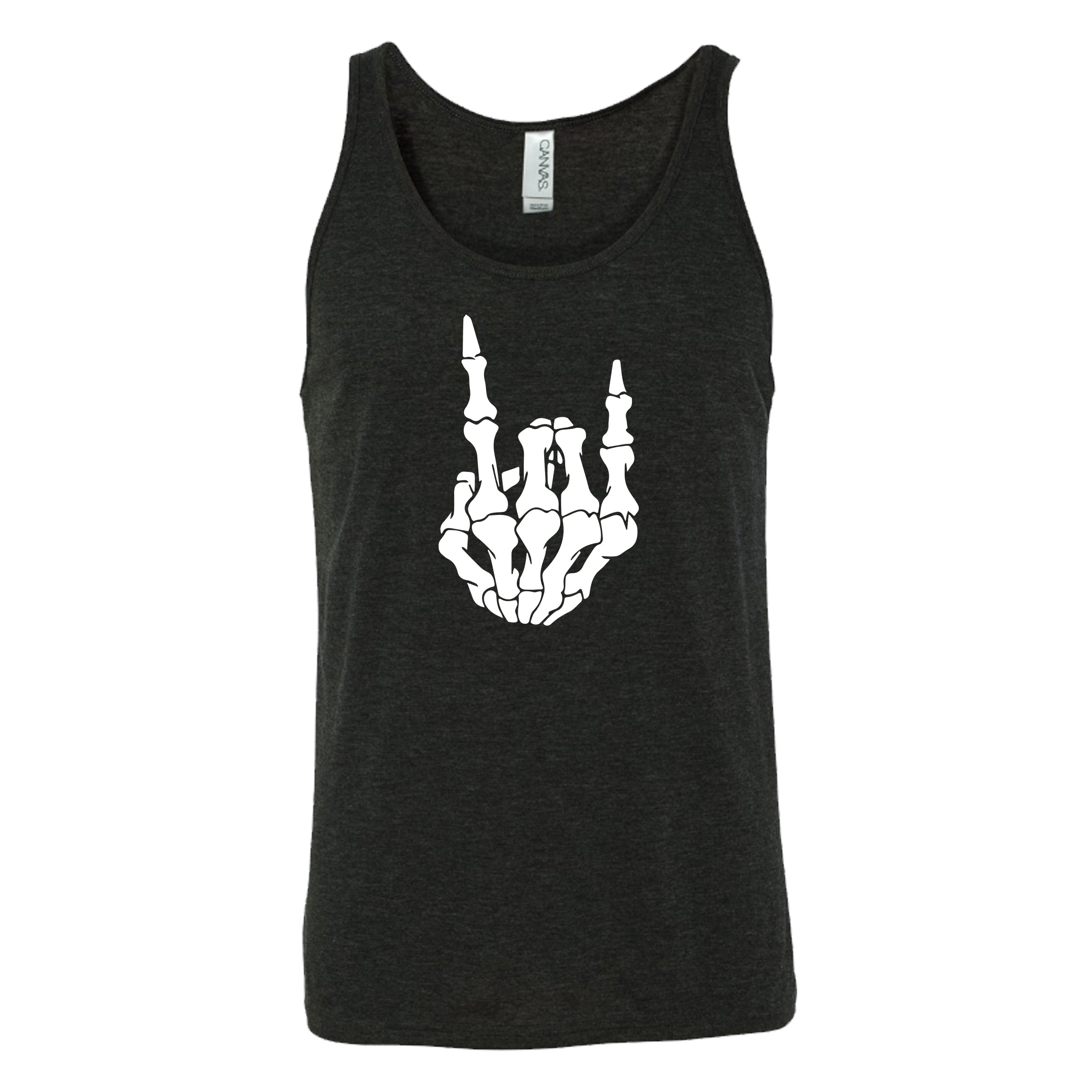 Unisex Rocker Skeleton Hand Graphic T-Shirt | Cool Skull Print Tee for Men & Women | Perfect for Halloween, Concerts & Gothic Fashion