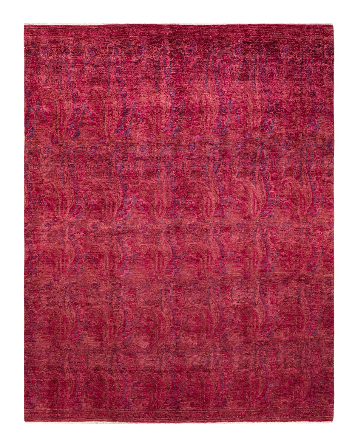 Handmade Wool Contemporary Overdyed Purple Area Rug 9x12 - Unique Hand-Knotted Solo Rugs for Living Room & Bedroom Decor
