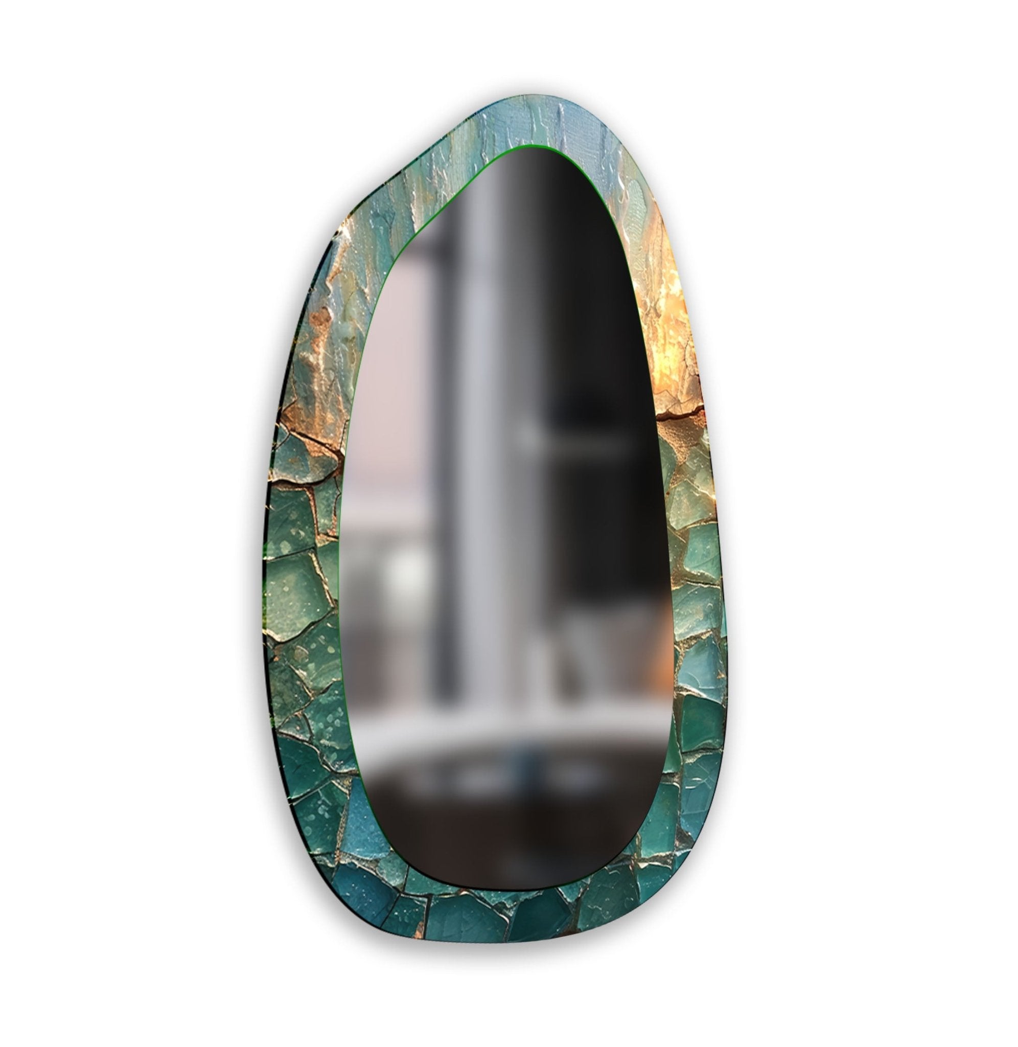 Abstract Large Decorative Glass Wall Mirror - Modern Home Decor for Living Room, Bedroom & Entryway - Stylish Statement Piece for Interior Design