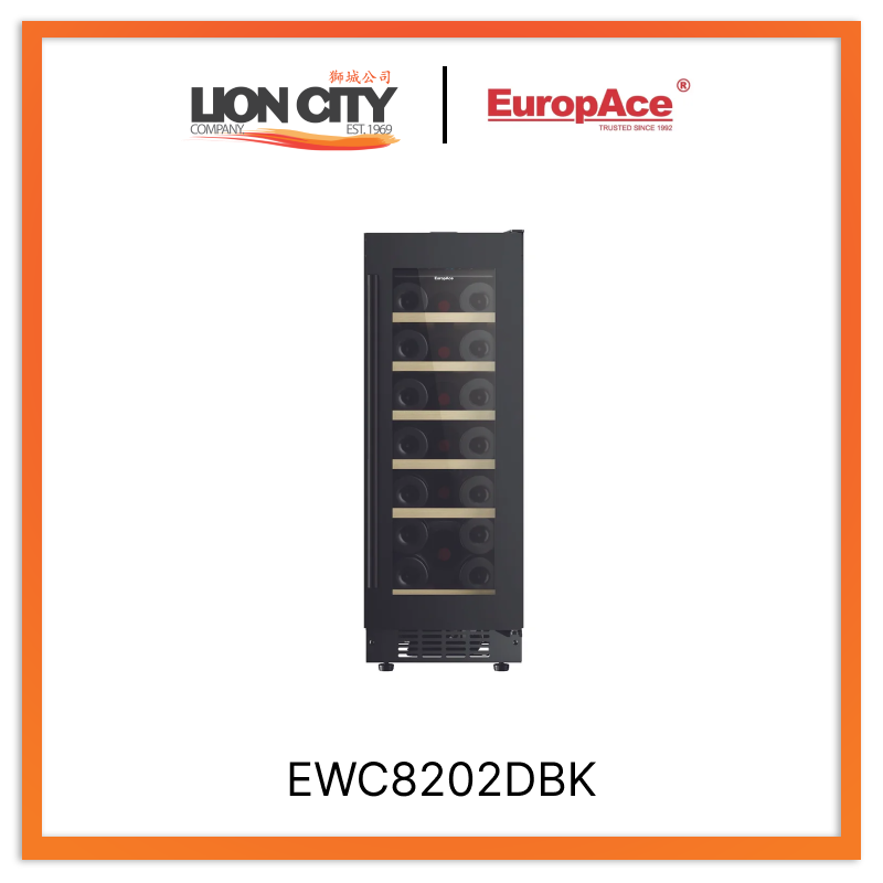 Europace EWC8202DBK Slim Wine Cooler - 20 Bottle Capacity, Freestanding or Built-In, Quiet Operation - Perfect for Home Bars, Kitchens, and Wine Cellars