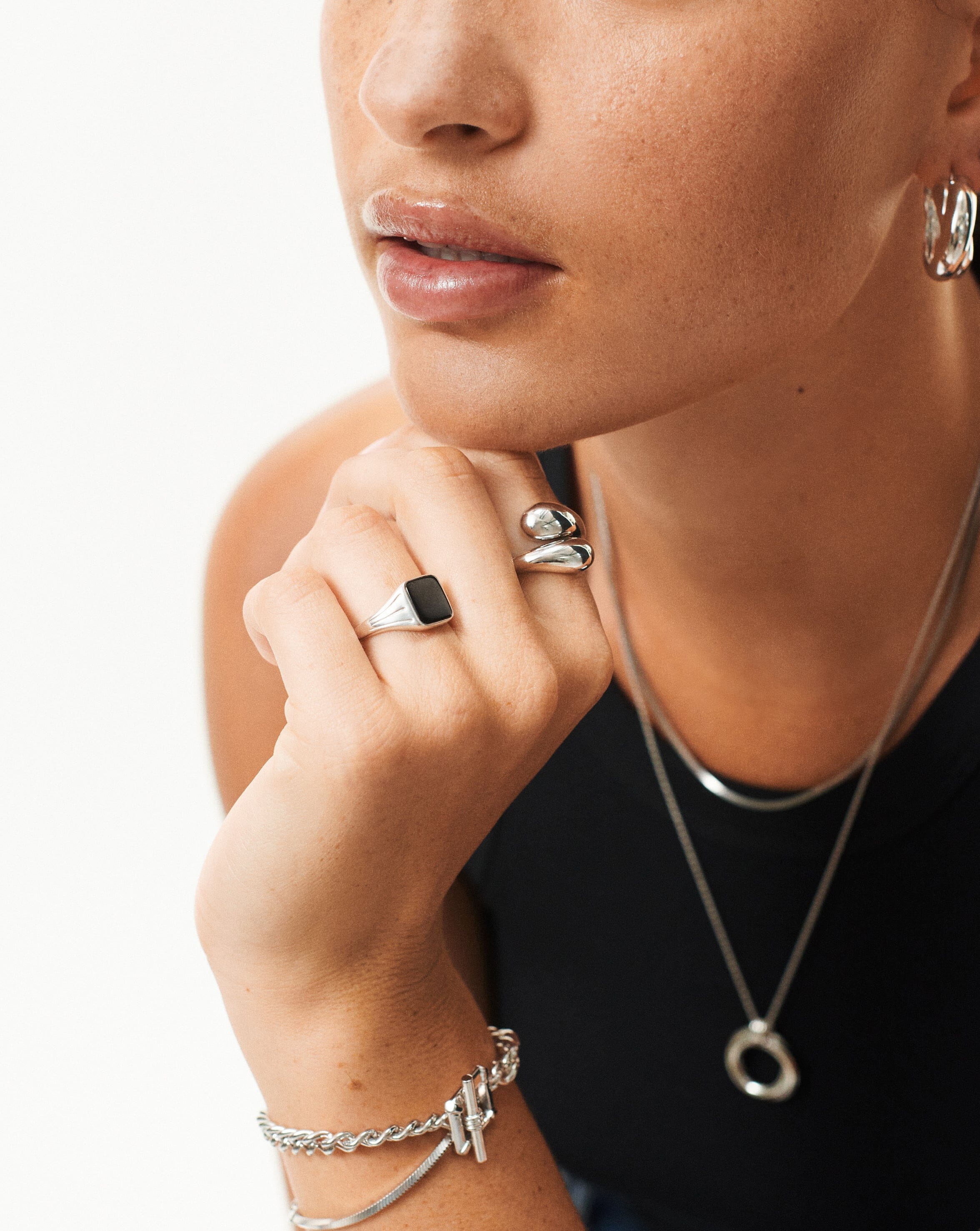 Lucy Williams Square Signet Ring - Sterling Silver with Black Spinel | Elegant Minimalist Jewelry for Women | Perfect for Everyday Wear, Gifts & Special Occasions