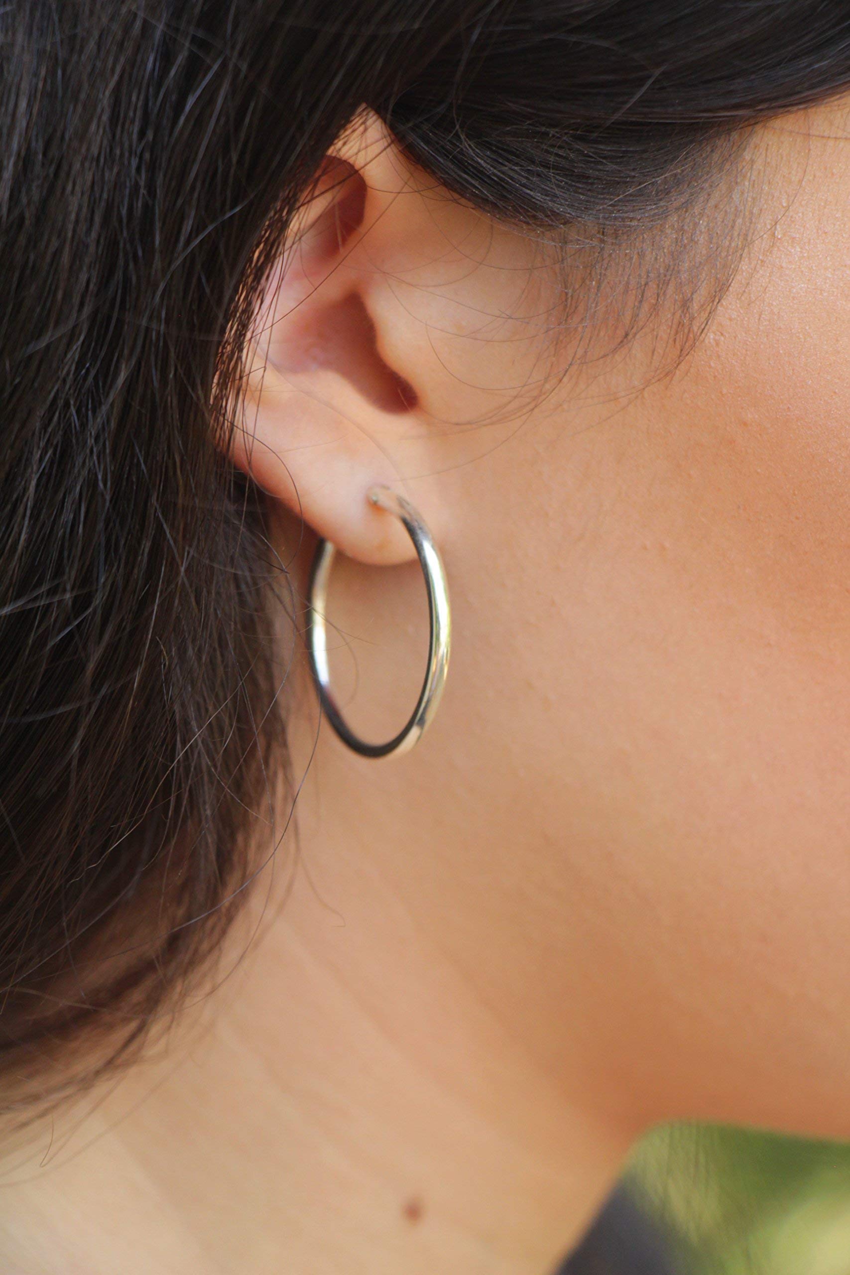 Sterling Silver Hoop Earrings for Women - Small, Medium, Large Circle Hoops - Minimalist Boho Dainty Round Jewelry - Perfect Gift for Her - Everyday Wear, Office, Date Night & Special Occasions