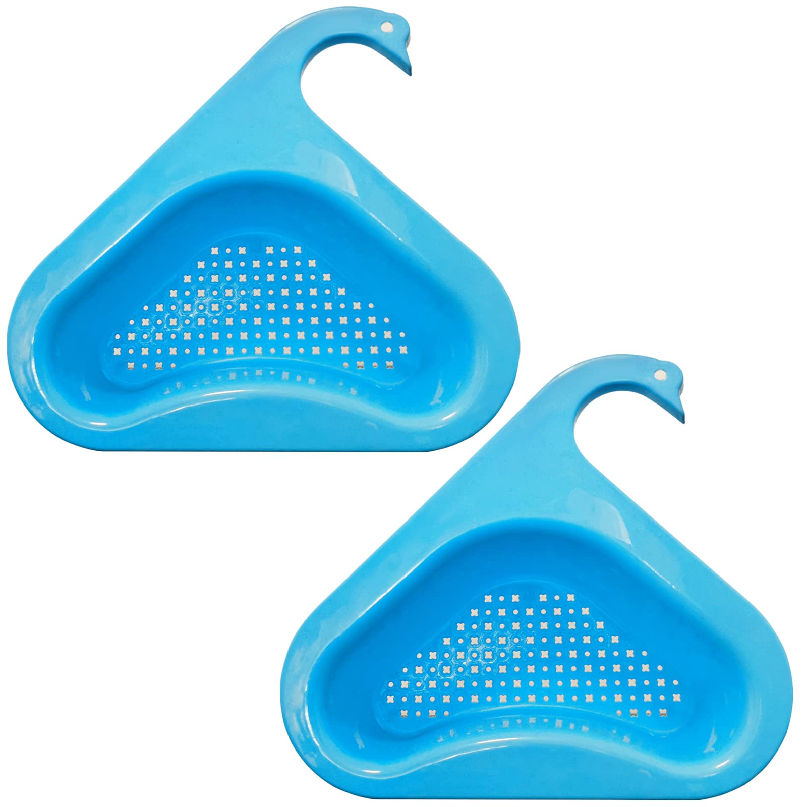 2-Pack Swan-Shaped Kitchen Sink Drain Basket - Blue Corner Strainer Basket for Sink Drain Rack | Perfect for Small Kitchen Sinks, Bathroom Vanities & RV Sinks