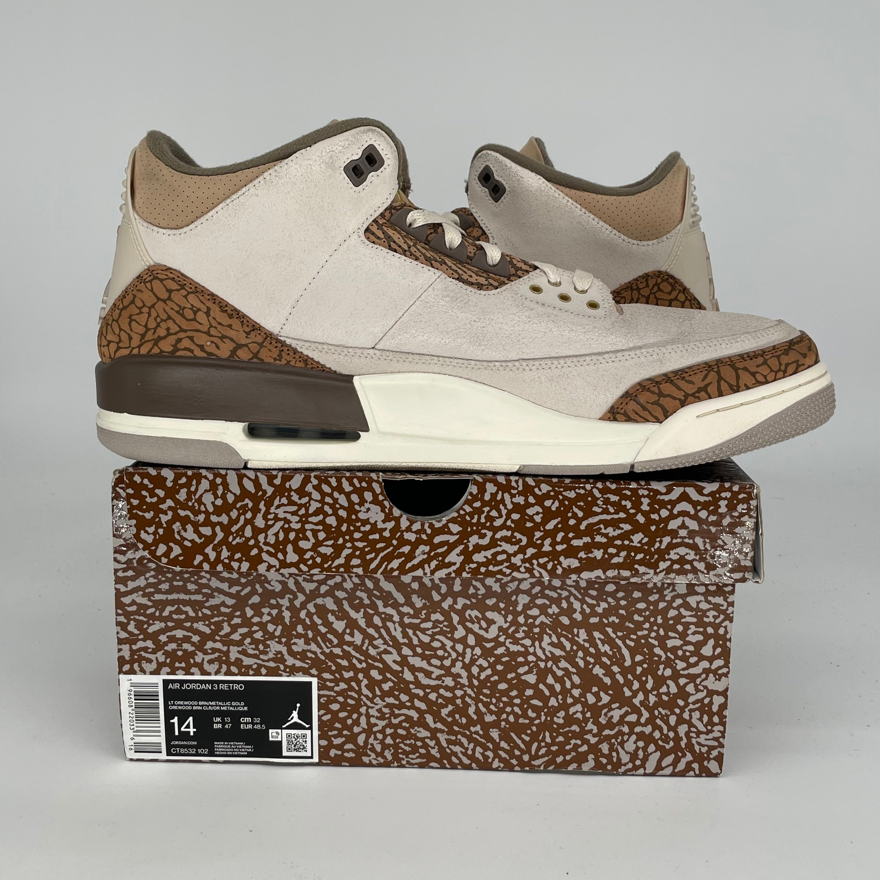 AIR JORDAN 3 PALOMINO Men's Basketball Shoes Size 14 - Retro Style Sneakers CT8532-102 | Perfect for Streetwear, Casual Outfits & Basketball Games