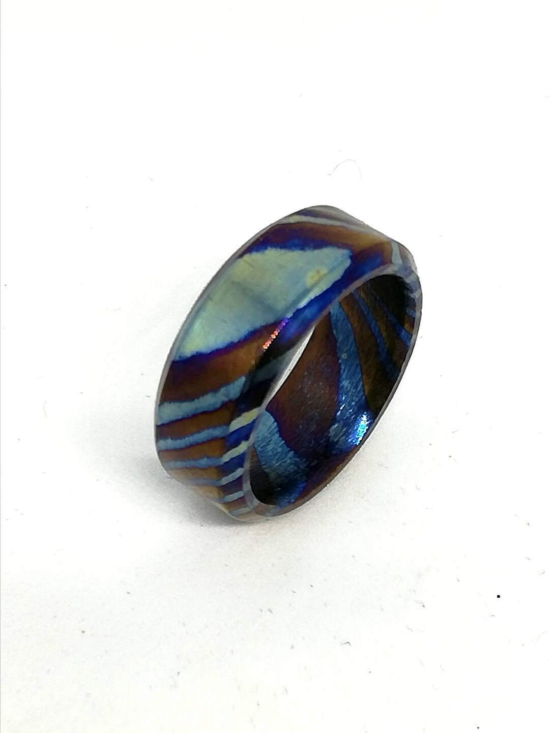 Handmade Damascus Steel Titanium Ring - KE-107-AT Custom Comfort Fit Wedding Band for Men & Women, Modern Unisex Engagement Ring, Durable Statement Jewelry - Perfect for Weddings, Anniversaries, Gifts & Everyday Wear