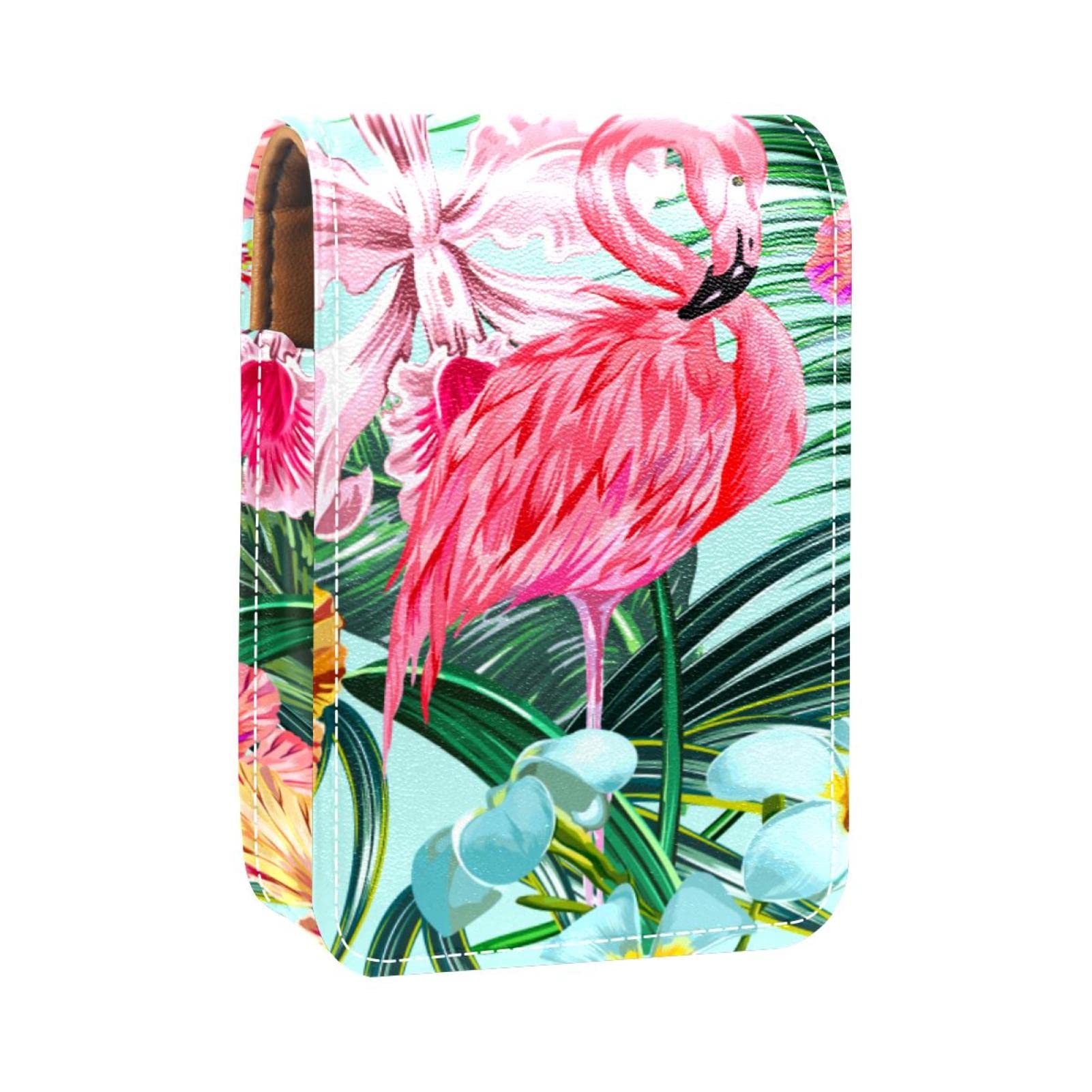 Personalized Lipstick Case Holder - Portable Waterproof Makeup Bag Organizer with Floral Flamingo Design for Women | Perfect for Travel, Daily Use & Cosmetic Storage