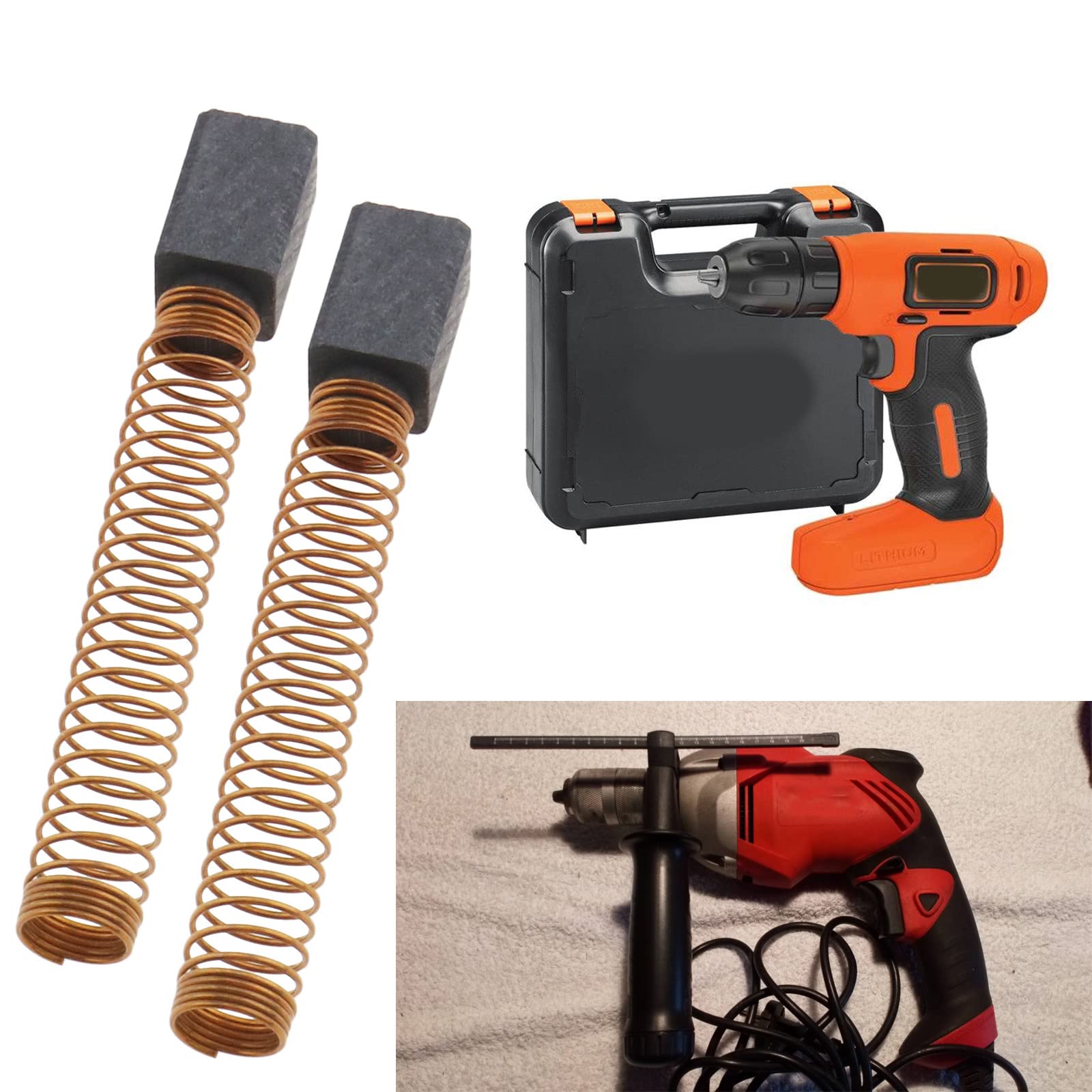 ECSiNG 4Pcs Carbon Brushes Replacement for BLACK & DECKER KR70 Power Tools - 6.3x6.3x11mm Motor Brushes - Compatible with Drills, Sanders & Grinders - DIY & Professional Use