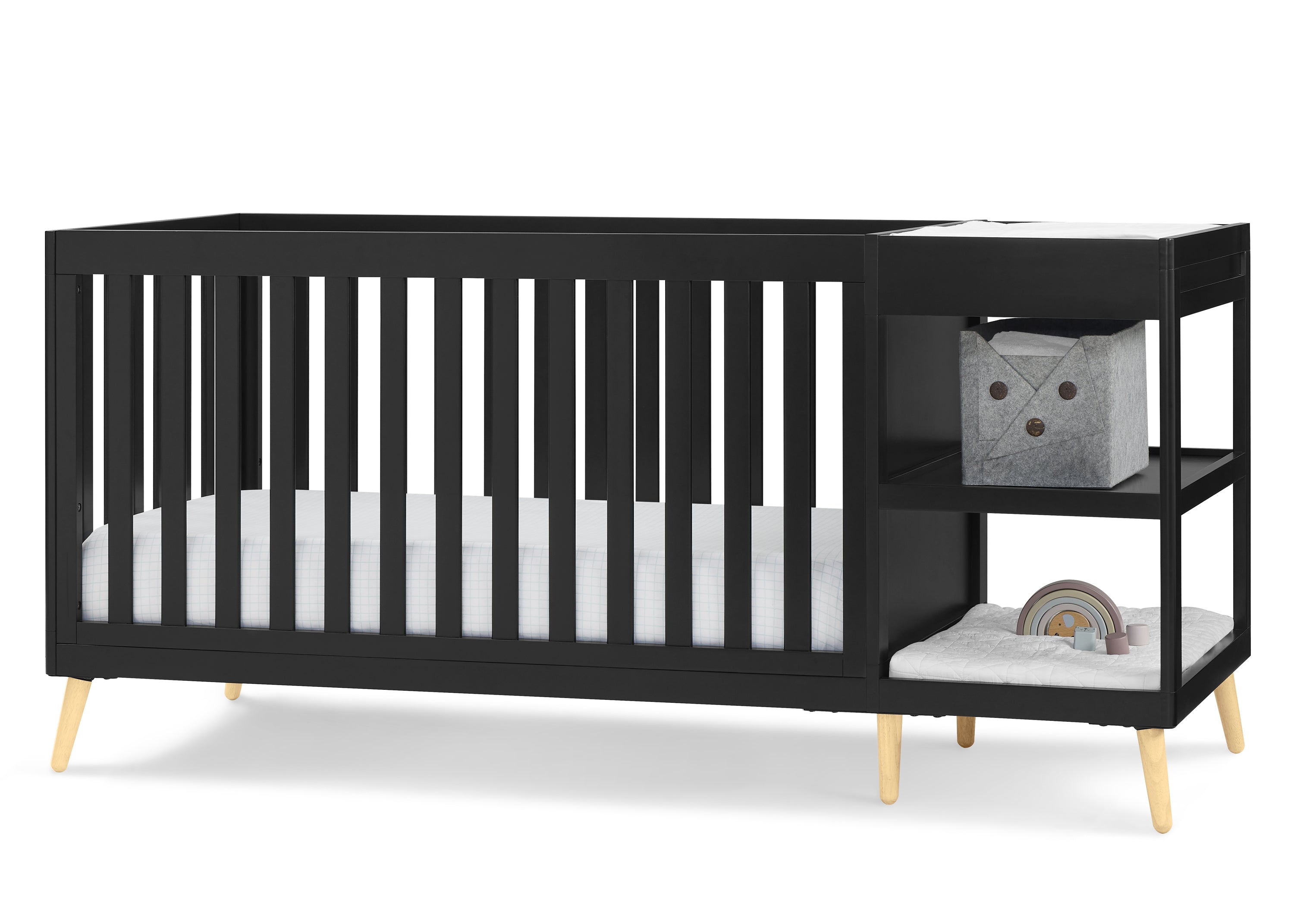Essex 4-in-1 Convertible Baby Crib with Changer - White Nursery Furniture for Newborn to Toddler | Perfect for Bedroom, Daycare & Nursery Decor