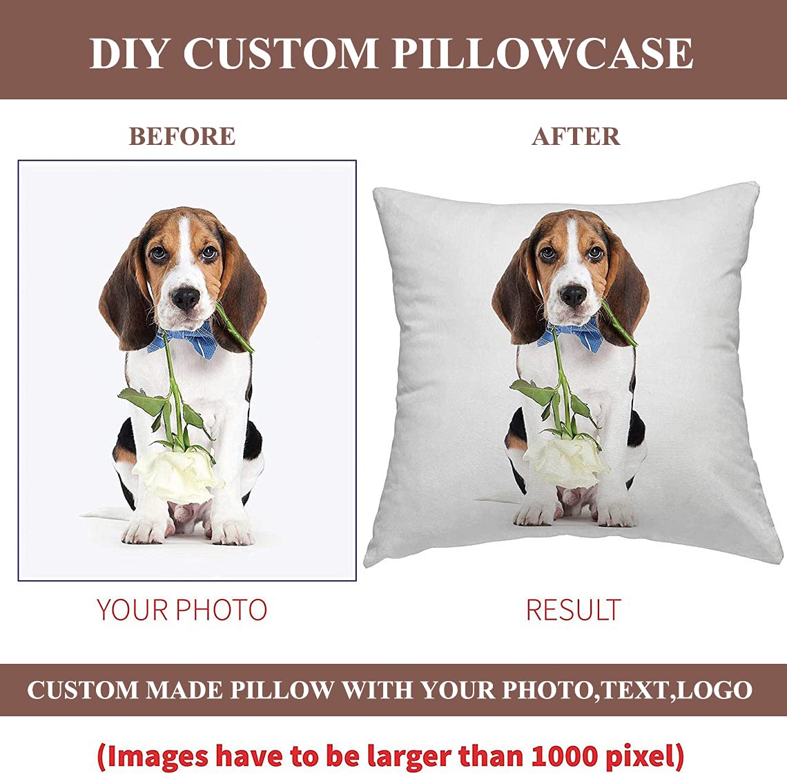 Personalized Photo Pillow 16x16 Inch - Custom Printed Canvas Cushion Cover for Sofa & Home Decor - Unique Gift for Mother's Day, Father's Day, Christmas & Birthday - Perfect for Living Room, Bedroom Decor & Special Occasion Gifts