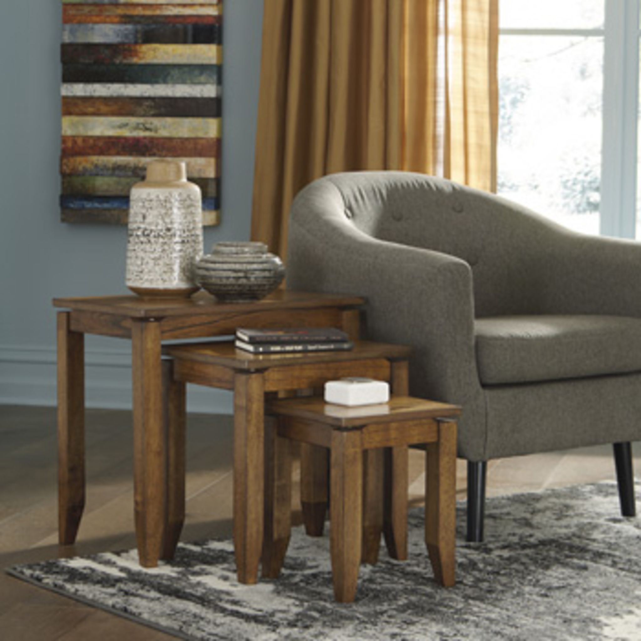 Brentmond 3-Piece Brown Wooden Accent Table Set - Perfect for Living Room, Bedroom, or Entryway Decor
