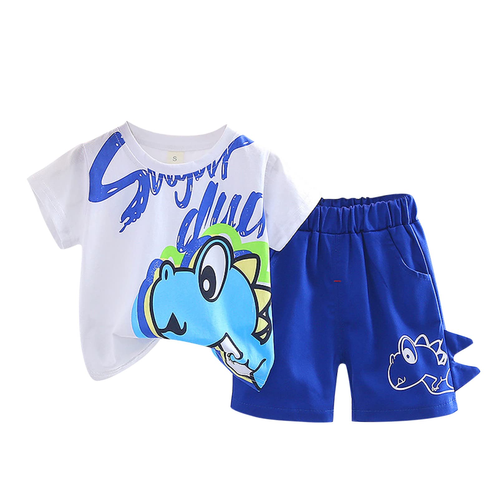 Dinosaur Print Baby Boys & Girls Clothes Set - 4 Month Toddler Short Sleeve T-Shirt & Shorts for Summer | Playtime, Daycare & Outdoor Adventures