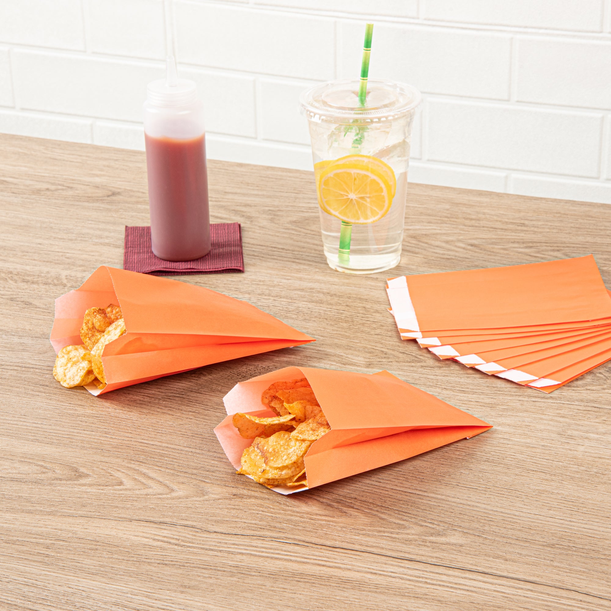 Orange Paper French Fry Bags - 4.25