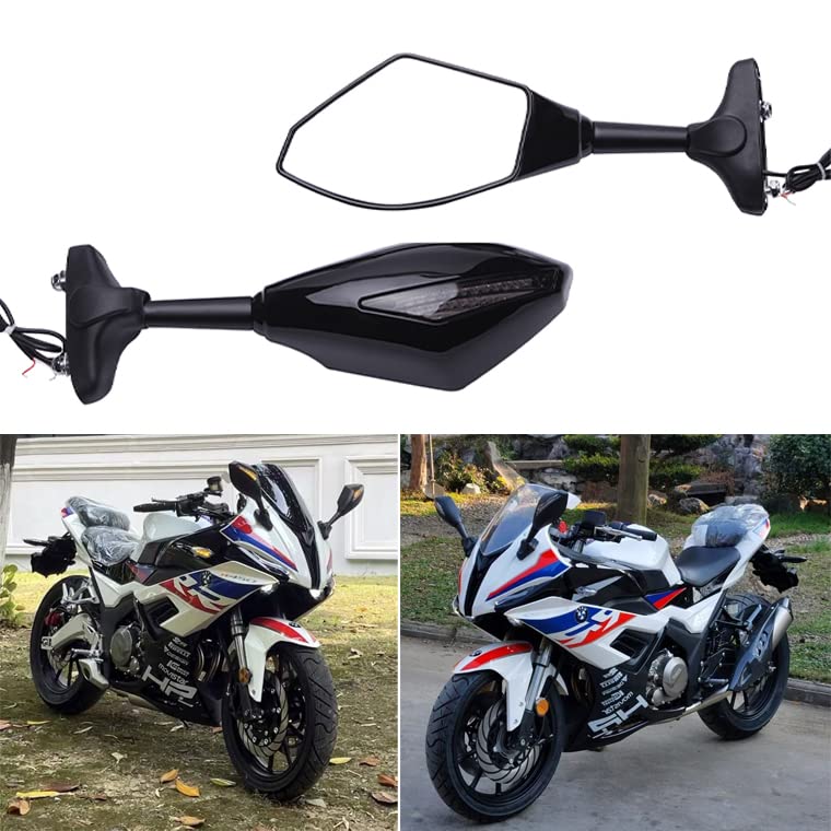 GSXR 600 750 1000 SV600 SV650 Motorcycle LED Side Mirrors with Turn Signals - Enhanced Visibility & Safety for Street & Sport Bikes