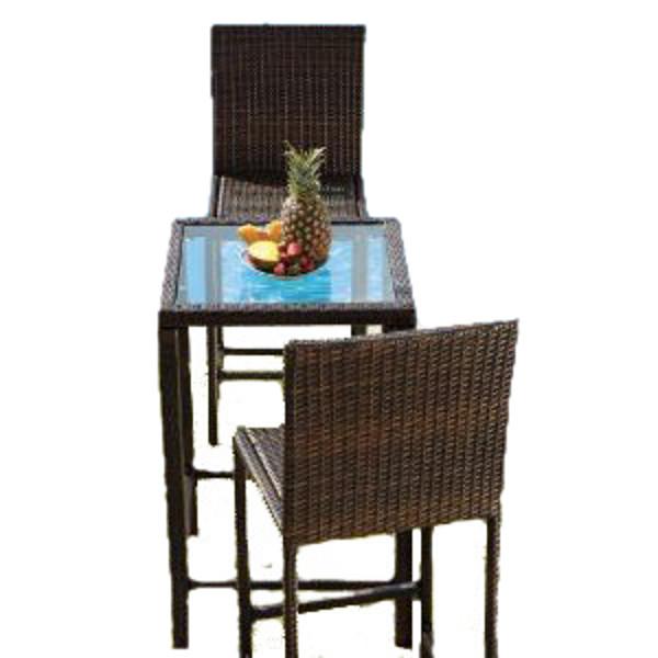 Dark Brown Wicker Bar Height Patio Set - Indoor/Outdoor Armless Bistro Chairs & Table for Backyard, Balcony or Cafe Dining | Weather-Resistant Rattan Furniture for Outdoor Entertaining