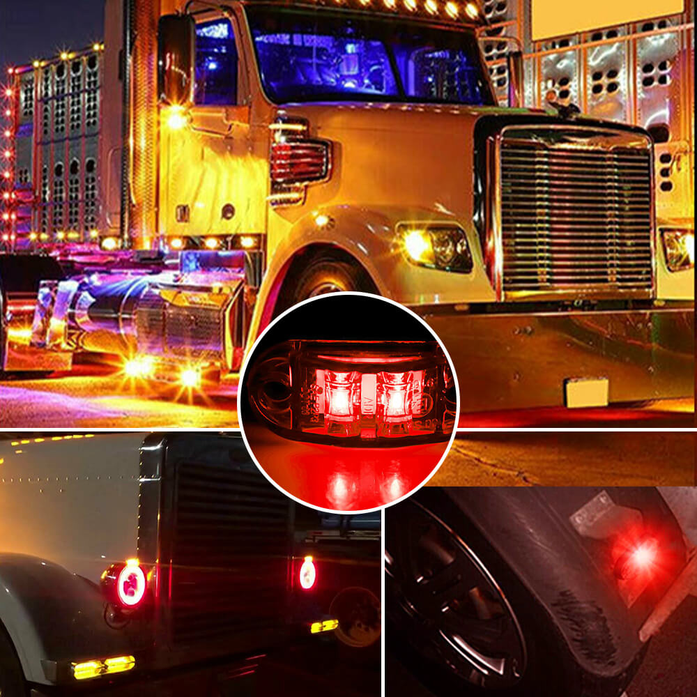 2.5 Inch Oval LED Side Marker Lights for Truck, Trailer, RV - 10pcs (Red, Yellow, White) - Waterproof & Durable for Night Driving Safety & Spare Tire Cover Lighting
