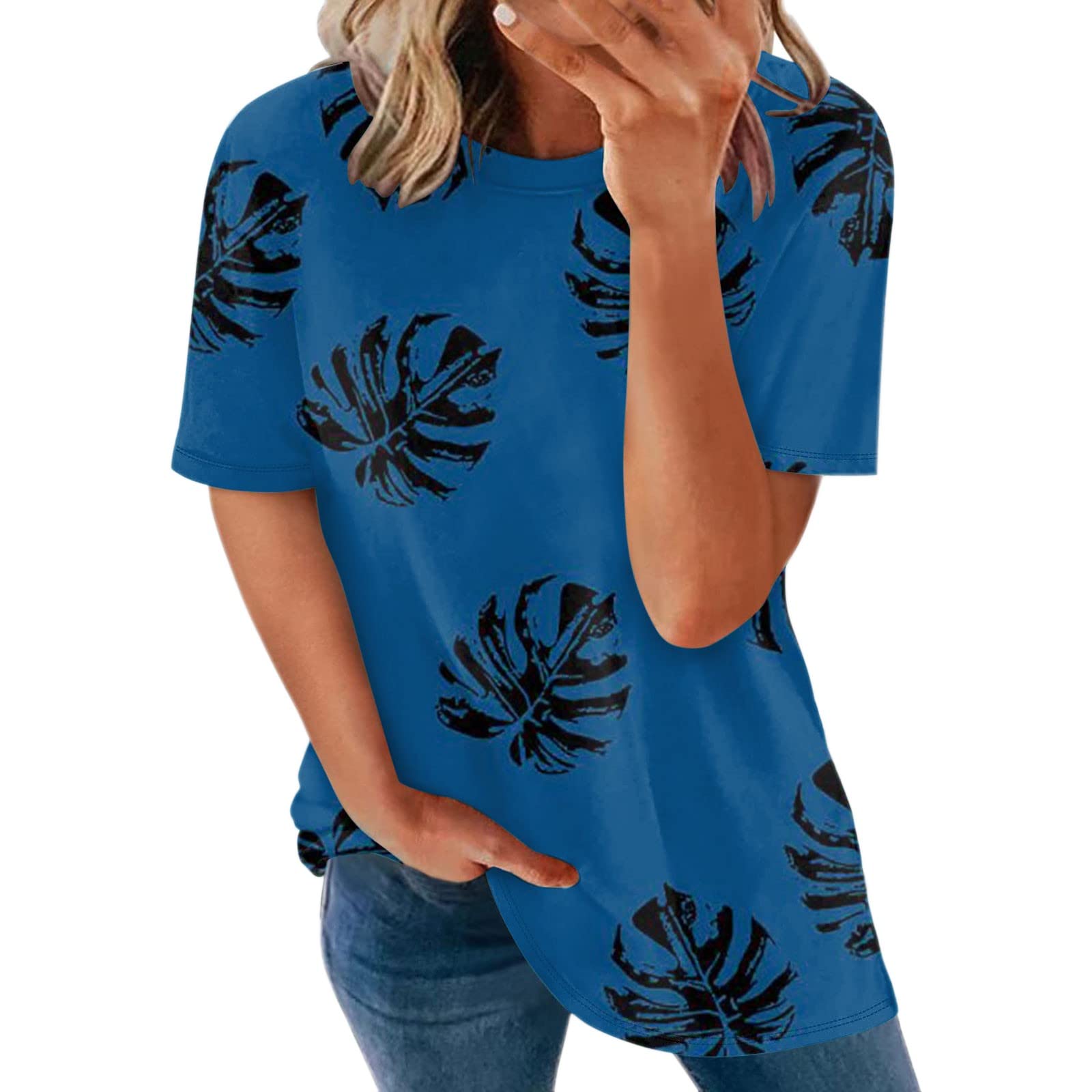 Women's Short Sleeve Flowy Casual T-Shirts - Summer & Winter O-Neck Blouses for Everyday Wear | Perfect for Work, Weekend Outings and Layering