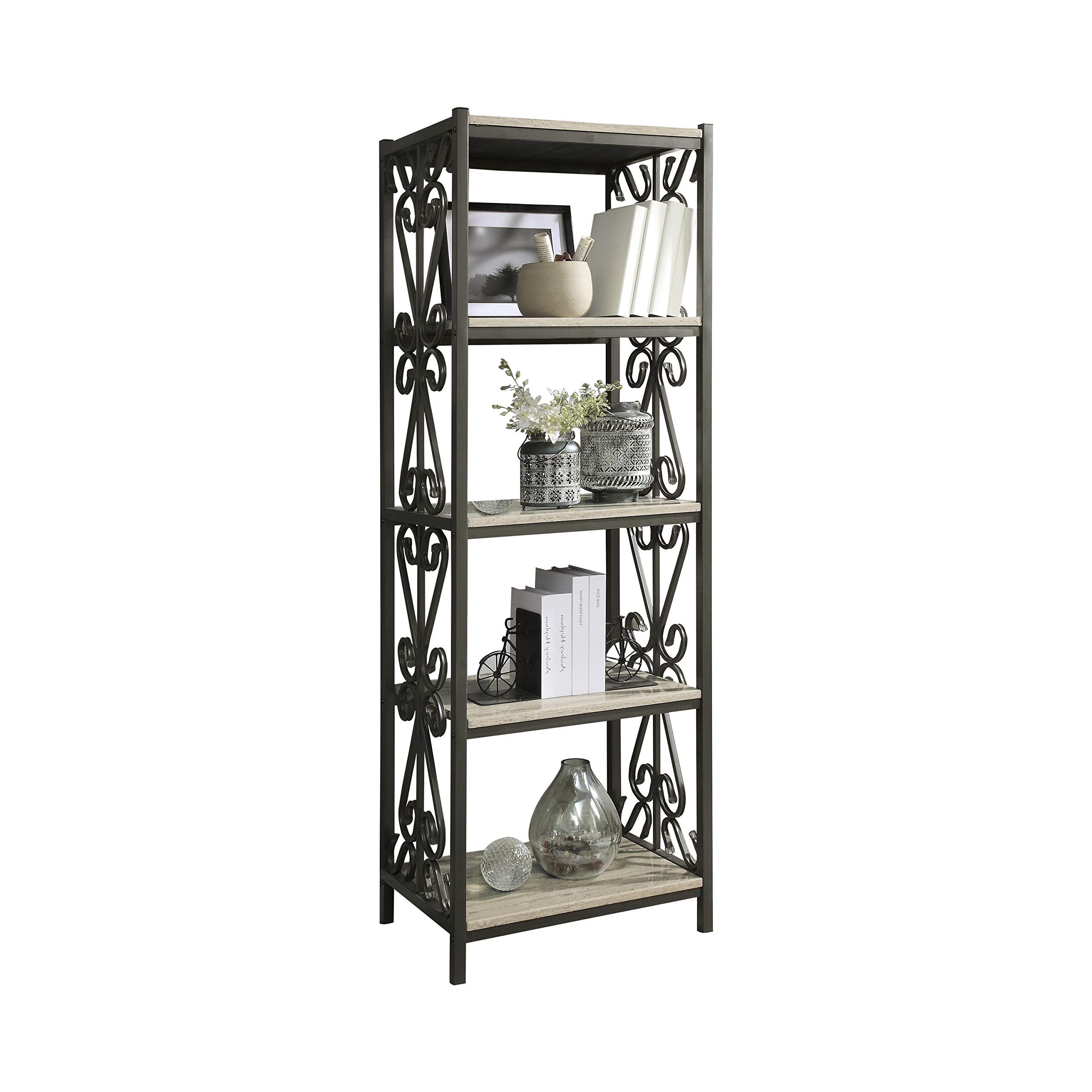 Lexicon Homelegance Fairhope Side Pier Bookcase in White - Stylish Storage for Living Room, Bedroom, or Home Office