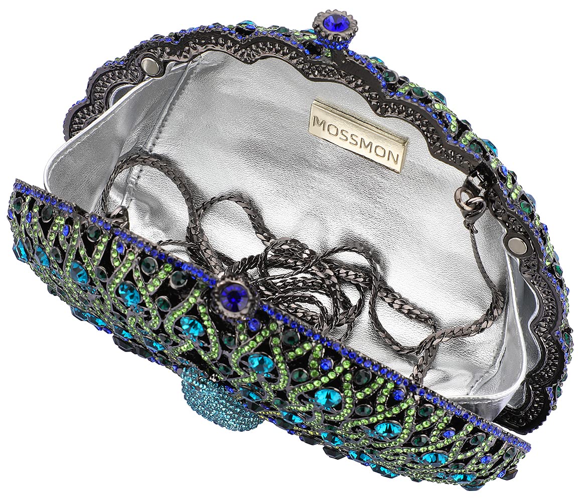 Sparkly Peacock Rhinestone Crystal Evening Clutch Bag for Women - Luxury Wedding Party Purse, Bride Accessory | Perfect for Evening Galas, Prom Nights & Special Occasions