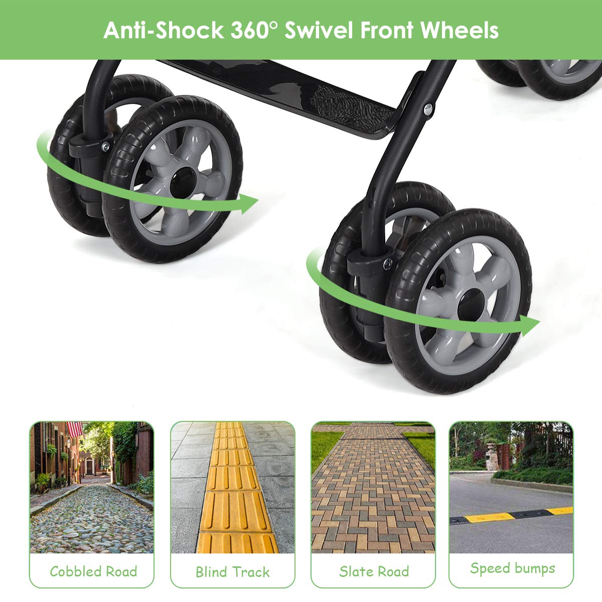 HONEY JOY Lightweight Compact Baby Stroller for Travel - Adjustable Canopy & Reclining Seat with 5-Point Safety Harness, Cup Holder & Storage Basket | Foldable Umbrella Stroller for Toddlers | Perfect for Airplane, Shopping & Daily Walks (Green)