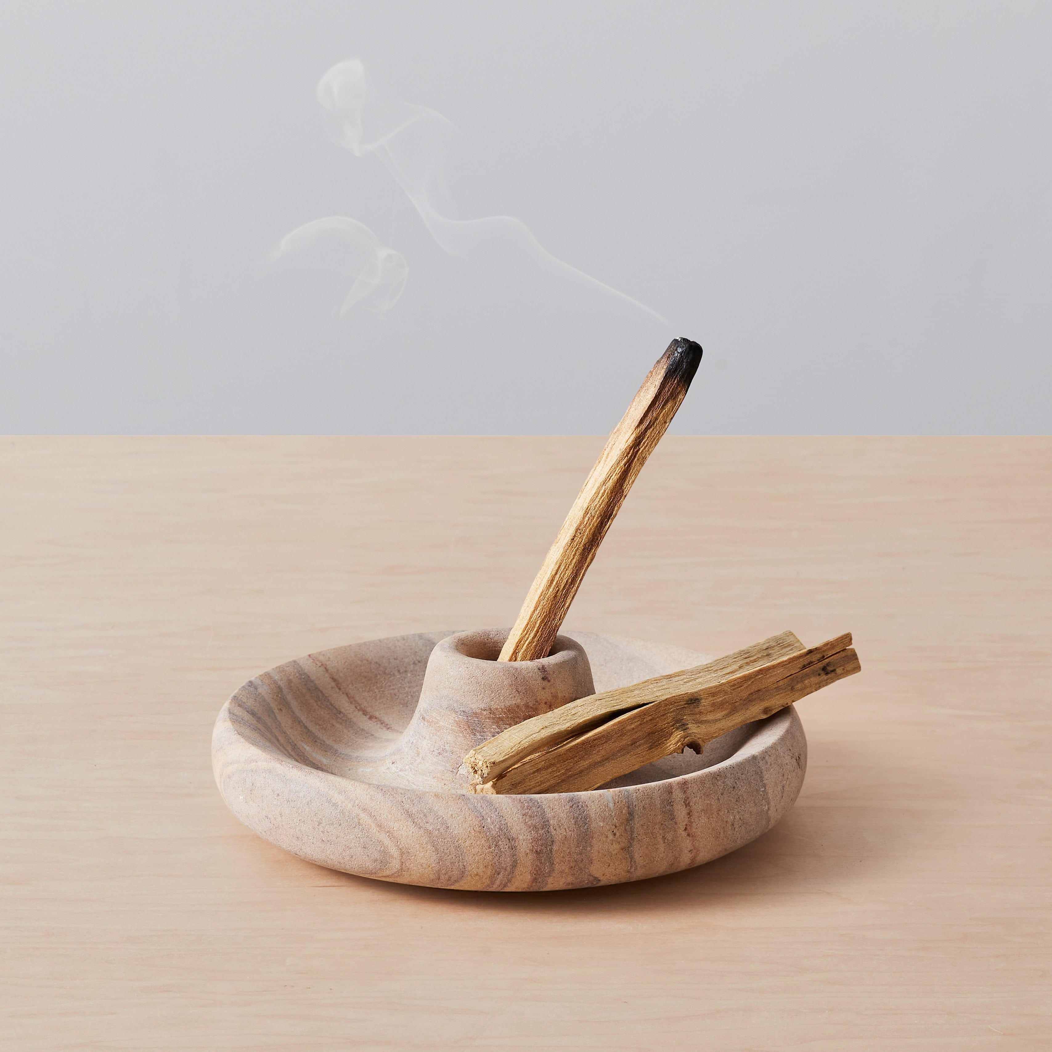 Eshana Natural Sandstone Palo Santo Set with Wooden Holder - Aromatherapy, Meditation & Spiritual Cleansing Gift for Home & Yoga Studio