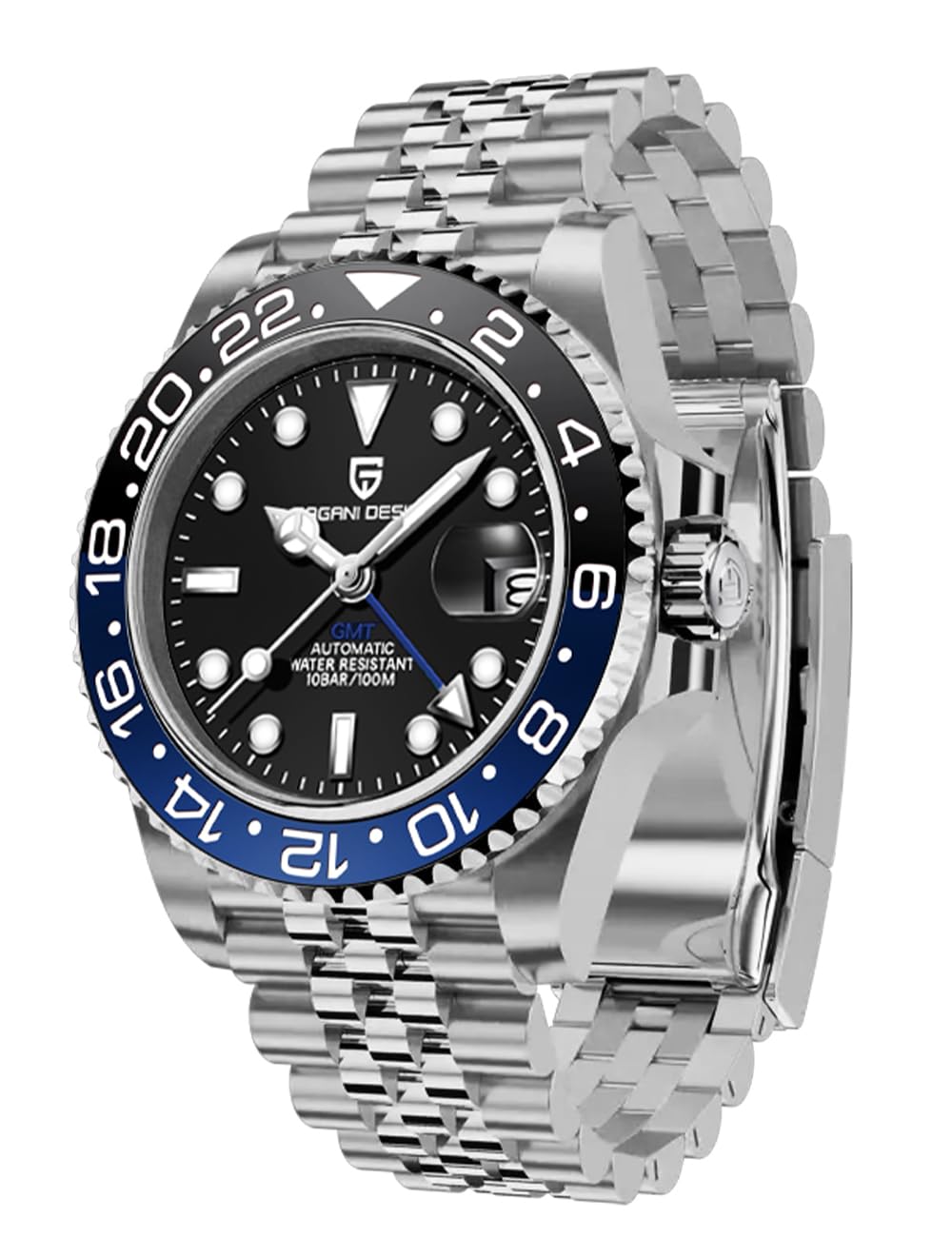 BENYAR Pagani Design Men's Automatic GMT Watch - Sapphire Crystal, Stainless Steel, 100M Waterproof Business Chronograph Wristwatch PD-1662 - Perfect for Office, Travel & Formal Occasions