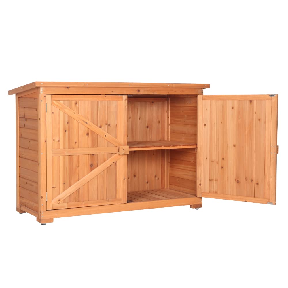 Premium Fir Wood Storage Shed with Double Doors - 34