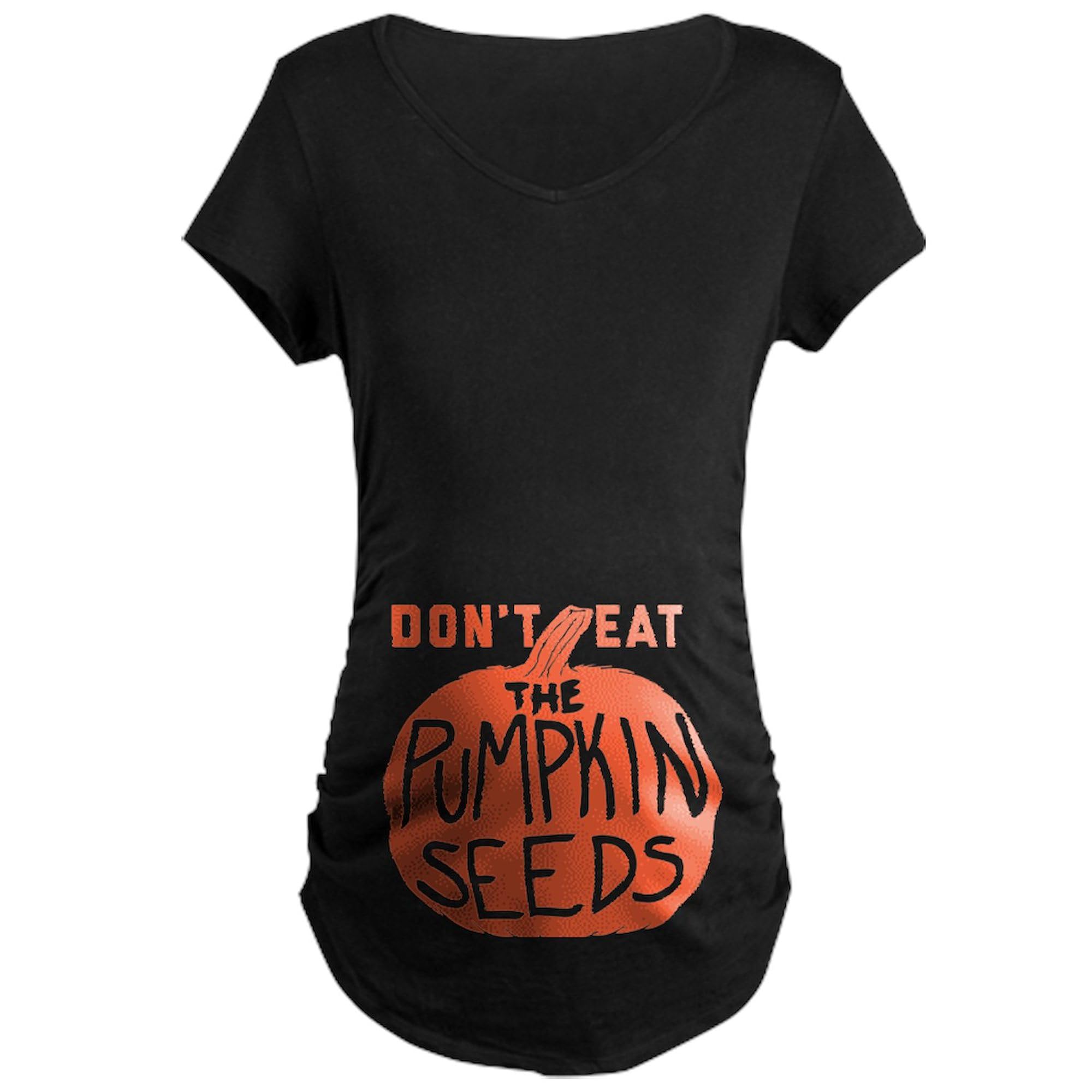 Don't Eat The Pumpkin Seeds Maternity T-Shirt - Women's Pregnancy Ruched Side Tee for Expecting Moms | Comfortable & Stylish Maternity Shirt for Casual Wear, Baby Showers & Pregnancy Announcements