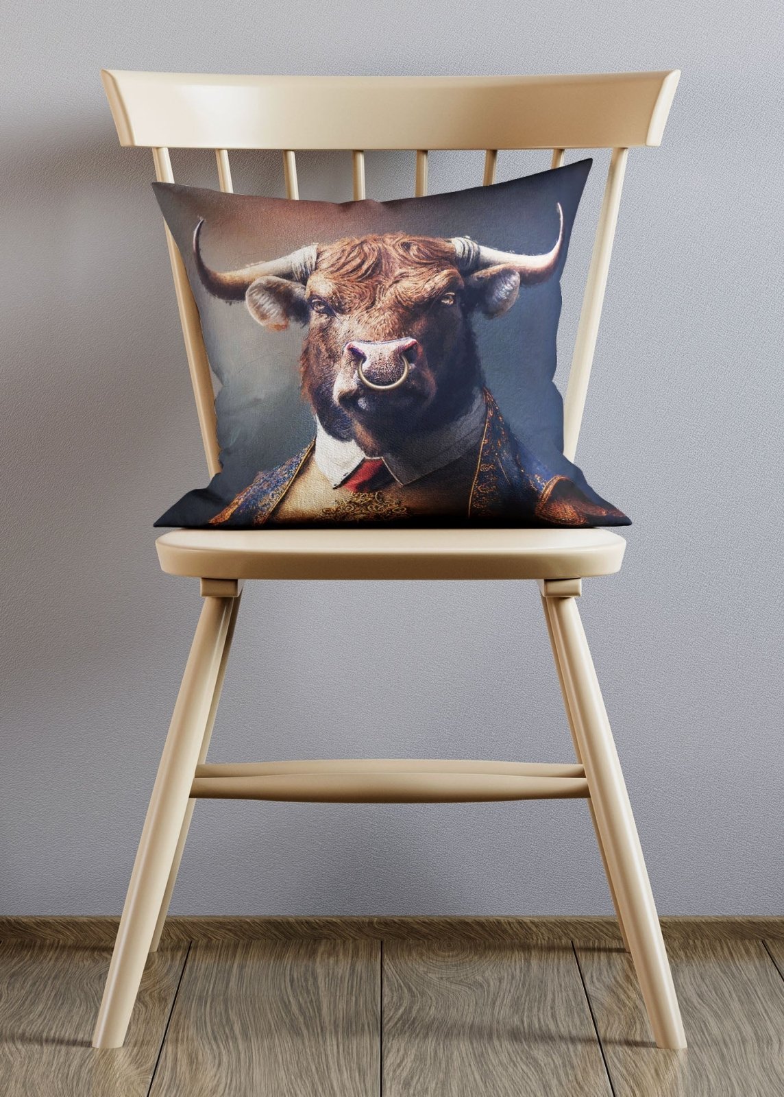 Bull Animal Portrait Cushion - Soft Decorative Throw Pillow for Home, Living Room, Bedroom - Perfect for Farmhouse, Country Style Decor