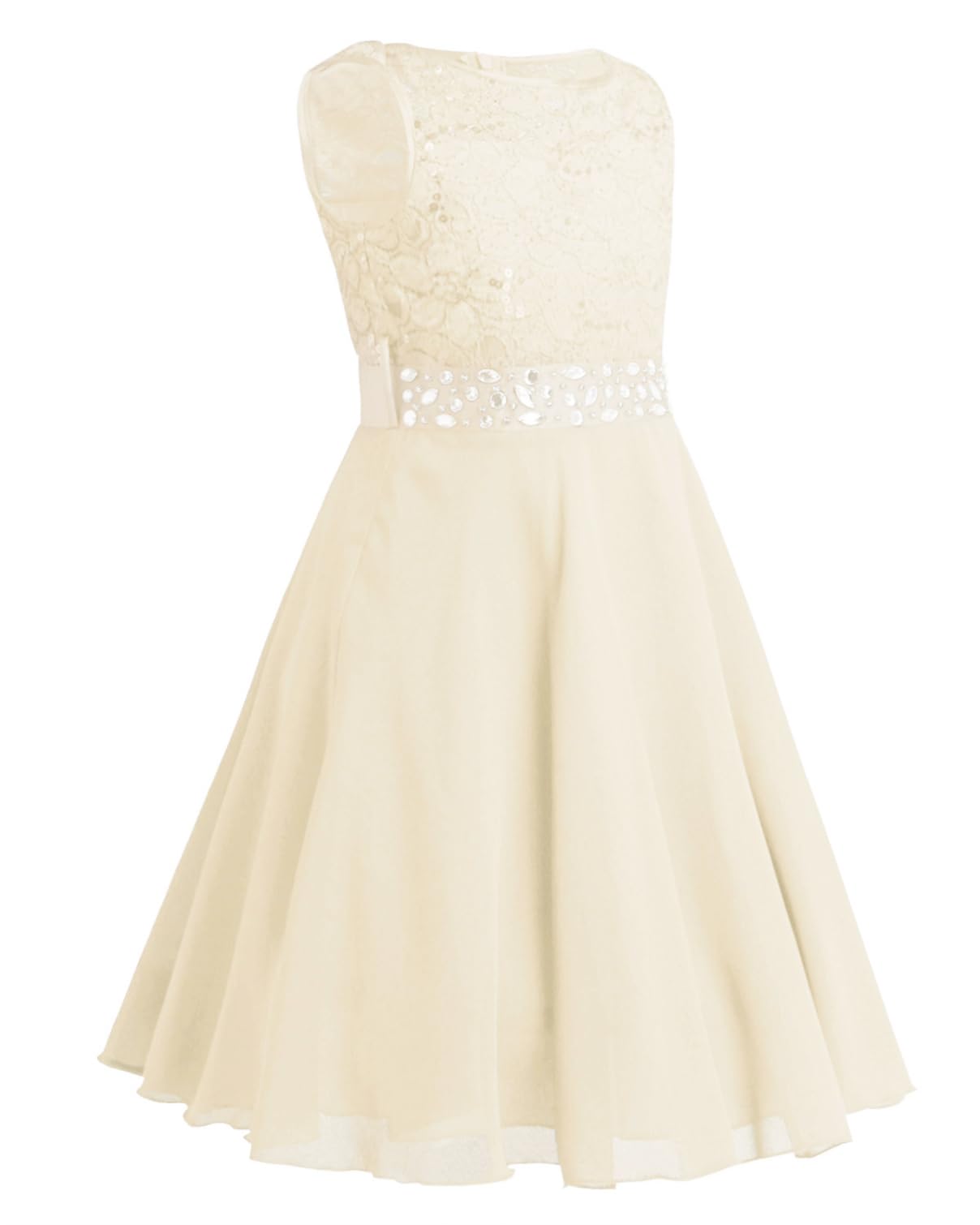 Flower Girl Wedding Dress with Sequins & Lace - Sleeveless Chiffon Bridesmaid Gown for Pageants & Formal Events - Perfect for Weddings, Parties & Special Occasions