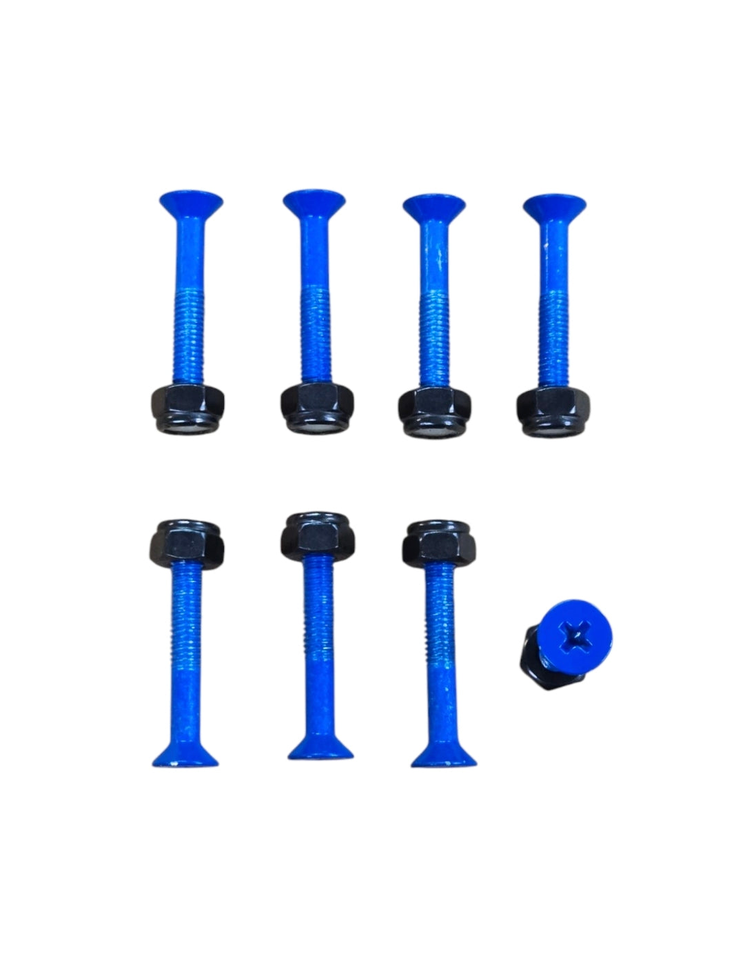 1 1/2 Inch Skateboard Hardware Bolts - Blue Anodized Aluminum Truck Bolts & Nuts Set (8 Pack) - Perfect for Skateboard, Longboard, and Scooter Maintenance & Upgrades