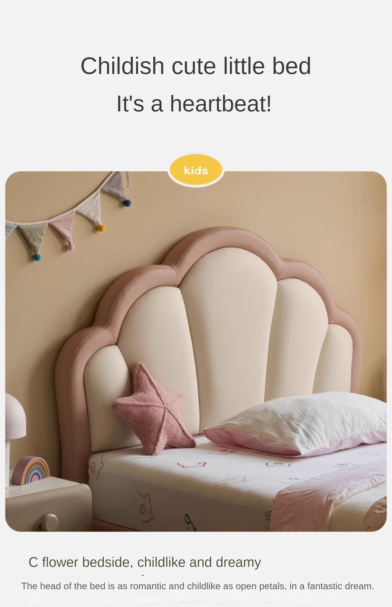 Organic Leather Princess Bed for Kids – Eco-Friendly & Durable Toddler Bed with Safety Rails – Perfect for Girls' Bedroom Decor & Nursery Furniture