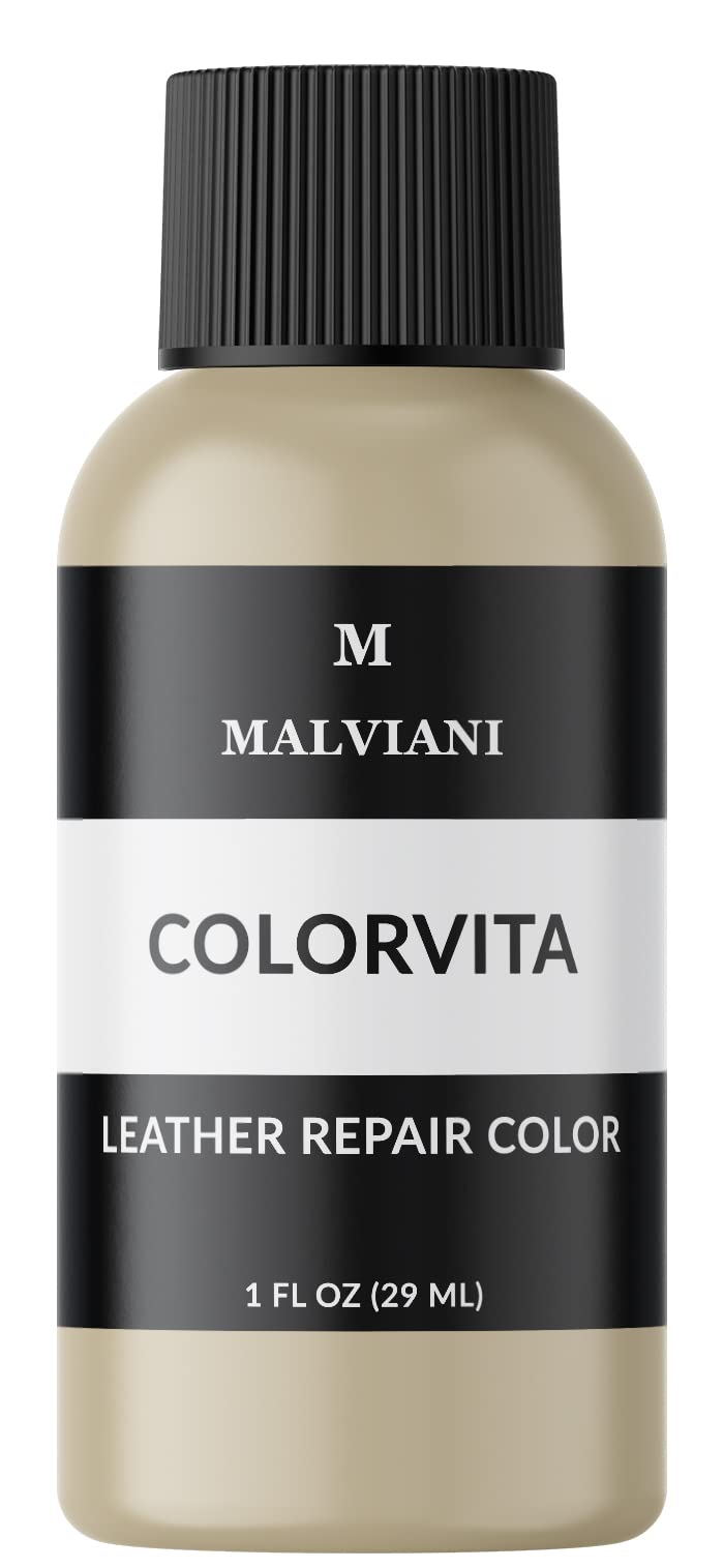 MALVIANI Leather Repair Color Restorer - Dark Silk Beige (1 oz) - Restores & Repairs Furniture, Couch, Car Seats, Purse & Sofa - Perfect for Home, Office & Auto Leather Care