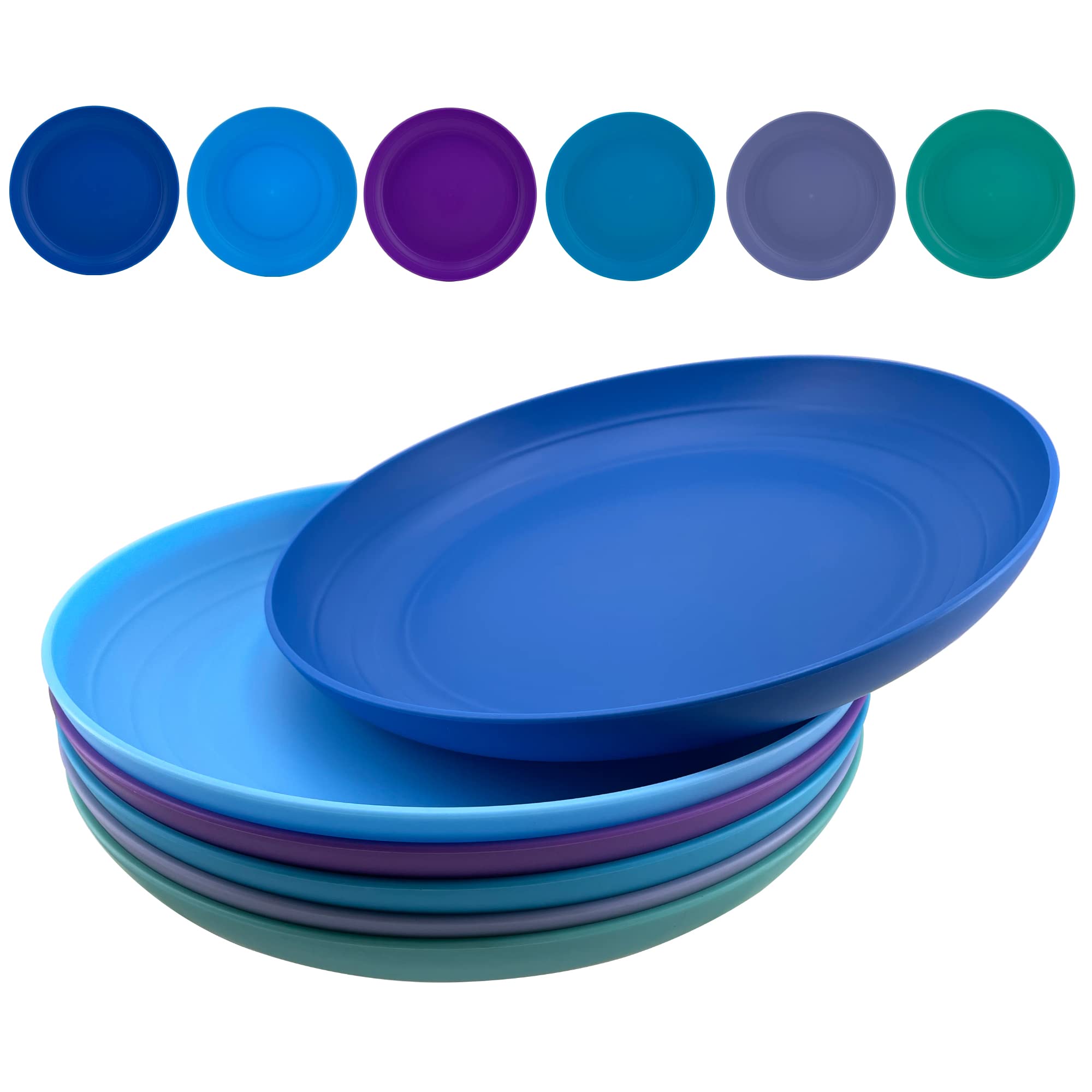 AOYITE 8 Inch Reusable Plastic Plates Set of 6 - Unbreakable BPA-Free Dinner Plates, Dishwasher & Microwave Safe for Kids, Kitchen, Party, Camping & Outdoor Picnics