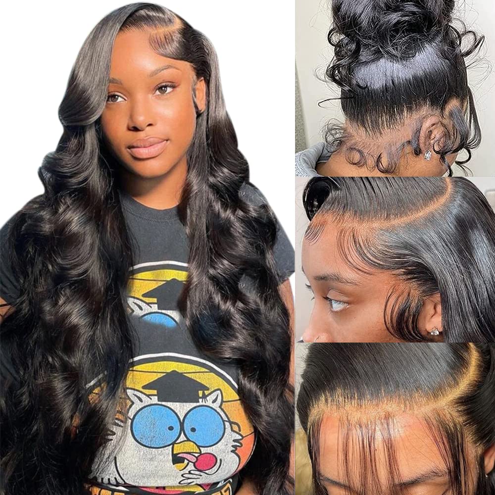Lovigs 360 Lace Front Wigs Human Hair - Body Wave Full Lace Wig with HD Transparent Lace & Pre-Plucked Baby Hair - 180% Density Natural Color (24 Inch) for Women - Perfect for Daily Wear, Cosplay, and Special Occasions