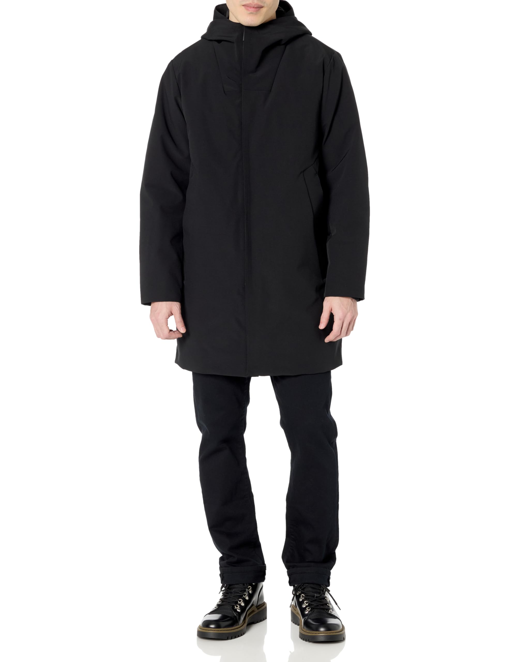 DKNY Men's Water Resistant Hooded Logo Parka Jacket - Winter Windproof Coat for Outdoor Activities & Urban Style