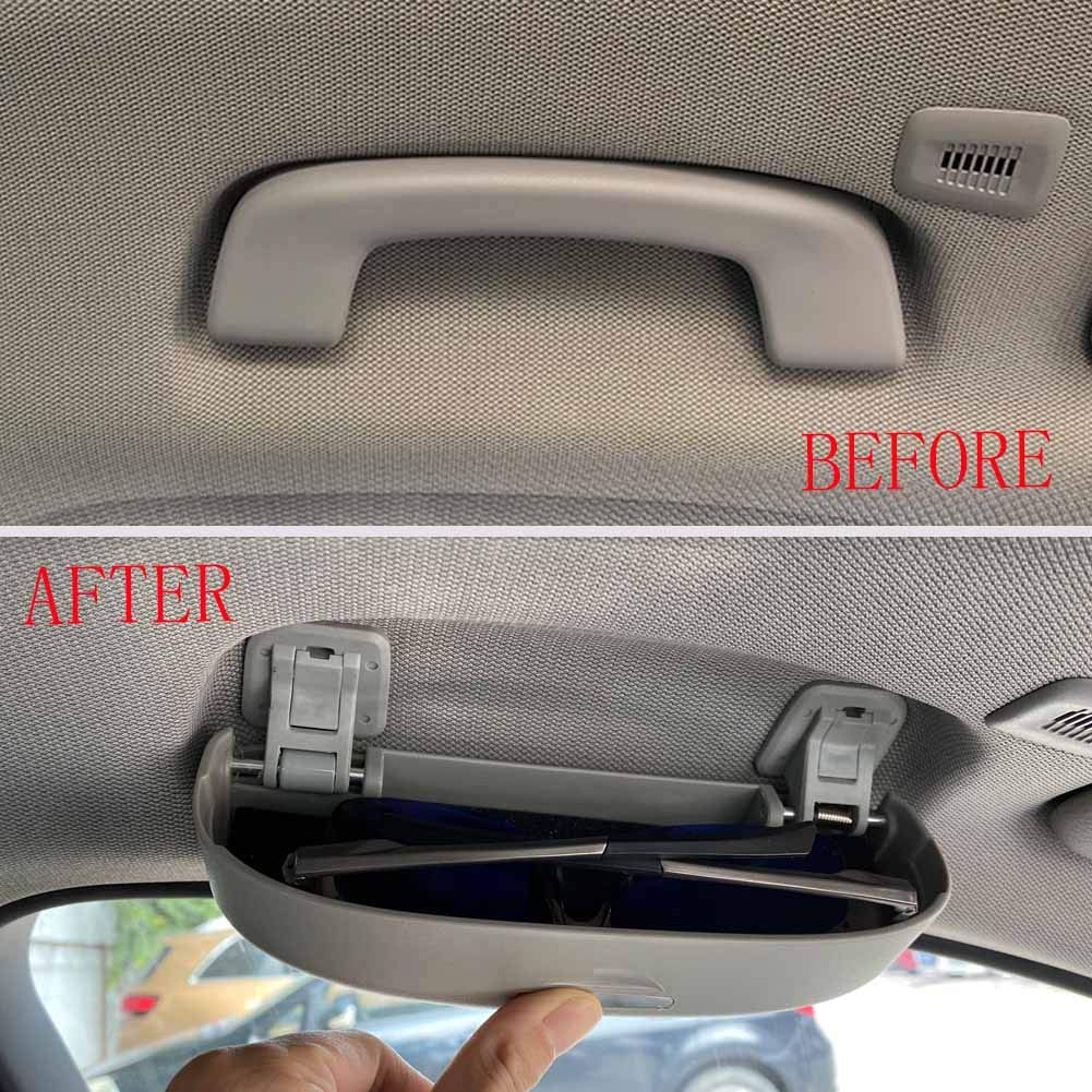Runmade Sunglasses Holder - Black Storage Case Compatible with BMW 3/5/6/7/X3/X5/X7 Series - Fits Driver Side Overhead Grab Handle (E70 E90 F10 F15 F30 G30) - Perfect for Car Organization & Eyewear Protection While Driving