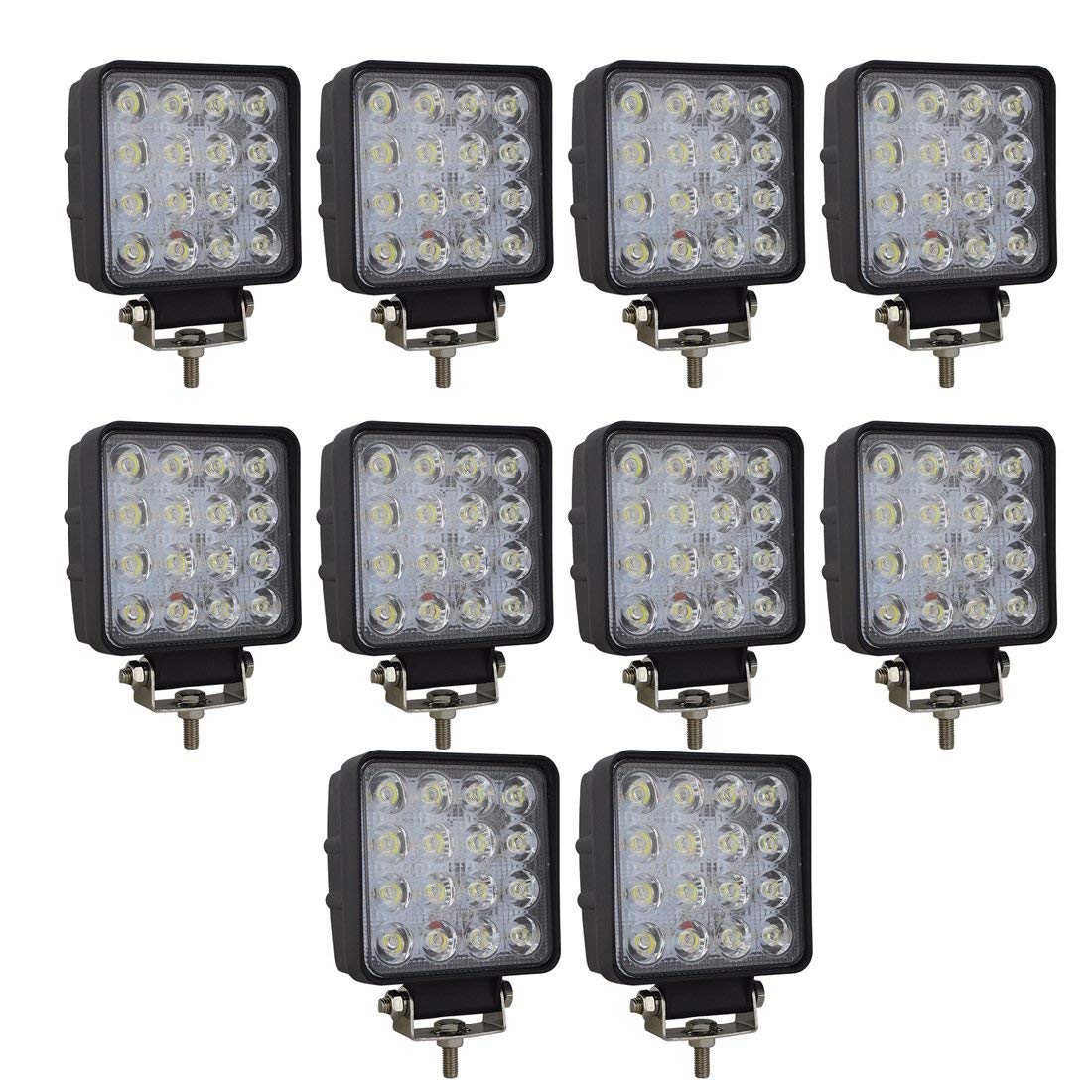 SKYWORLD 4 Inch 48W LED Work Lights - 10 Pack Spot Driving Fog Light Pods for Off-Road, Boat, Truck, Tractor & SUV | Durable Waterproof Lighting for Night Driving, Worksite & Marine Use
