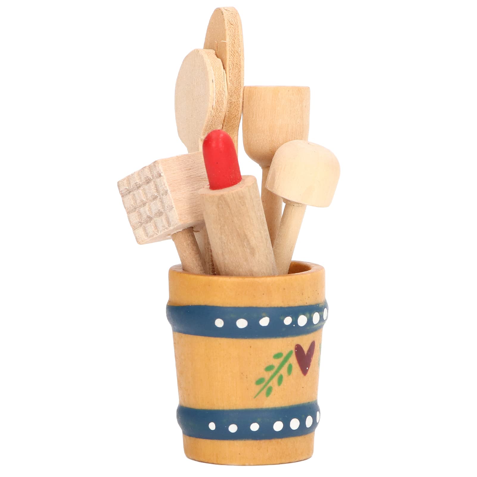 1:12 Miniature Wooden Barrel Kitchen Utensil Holder - Realistic Dollhouse Accessories for DIY Miniature Scenes, Tiny Home Decor, and Model Kitchen Displays (Type A)